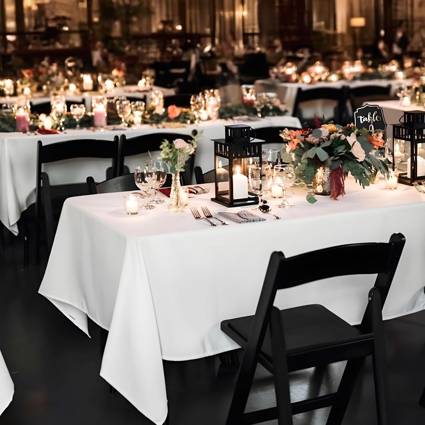 8 Packs White Table Cloth Rectangle 60x102 Inch for 6 Foot Rectangle Tables, Wrinkle Resistant Polyester Fabric Tablecloth Washable Rectangular Table Covers for Dining Wedding Party Buffet