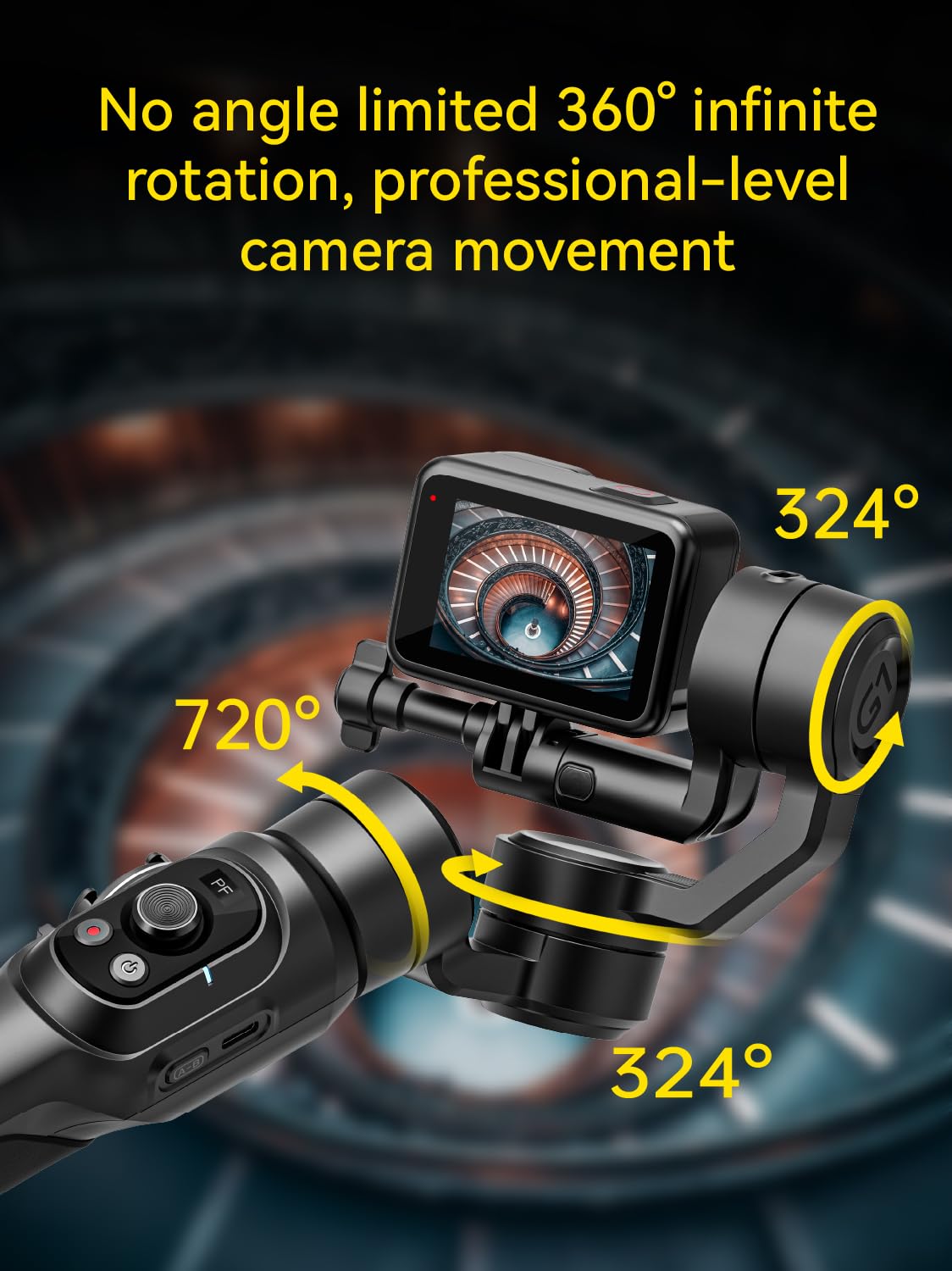 AOCHUAN Gimbal Stabilizer for Go Pro, Handheld Gimbal with 360° Rotation for Video Recording, 3-Axis Gimbal Stabilizer Compatible with Gopro Hero 12/11, Osmo Action, Insta360 ONE R,Sony RX0-Smart G1