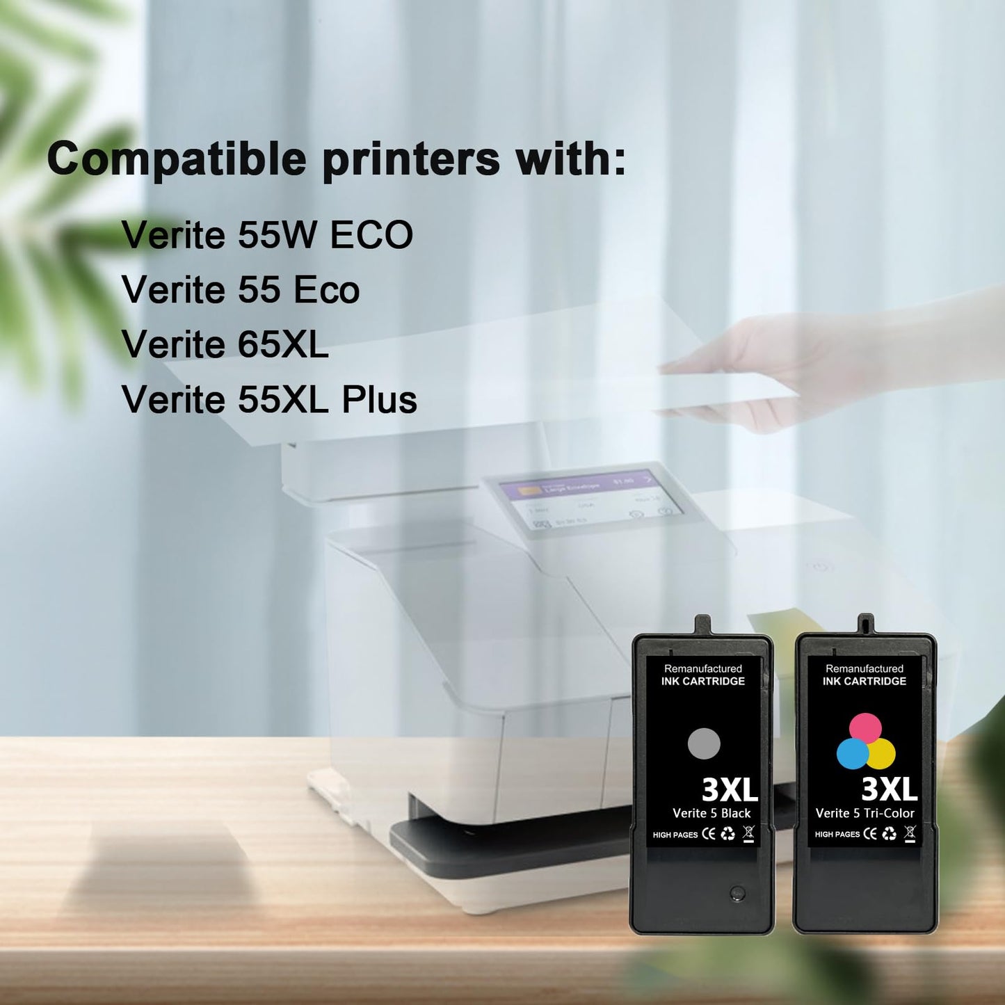 AITERJET High Capacity 3XL Verite 5 Replacement Ink Cartridge ReManufactured for Verite 5 V50 V55 V55W Eco V55 Plus, V60 Eco 640 Eco 64 Series, V65 Eco, V65 Plus (1 Black/1 Tri-Color, Combo)