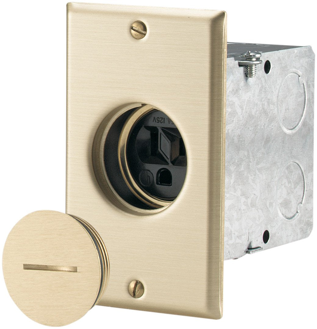 Eaton TR5797 Tamper Resistant Commercial Single Floor Box Assembly, 125-volt, Black/Brass Finish