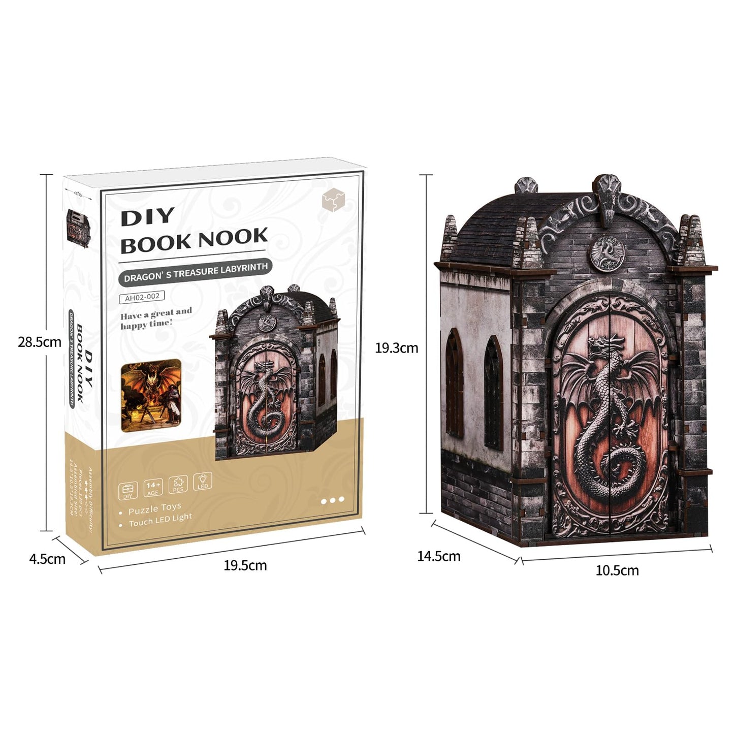 obzergem Book Nook Kit(Dragon Hidden Realm) DIY Miniature Kit Bookend, 3D Wooden Puzzle,with Dust Cover for Craft Enthusiasts