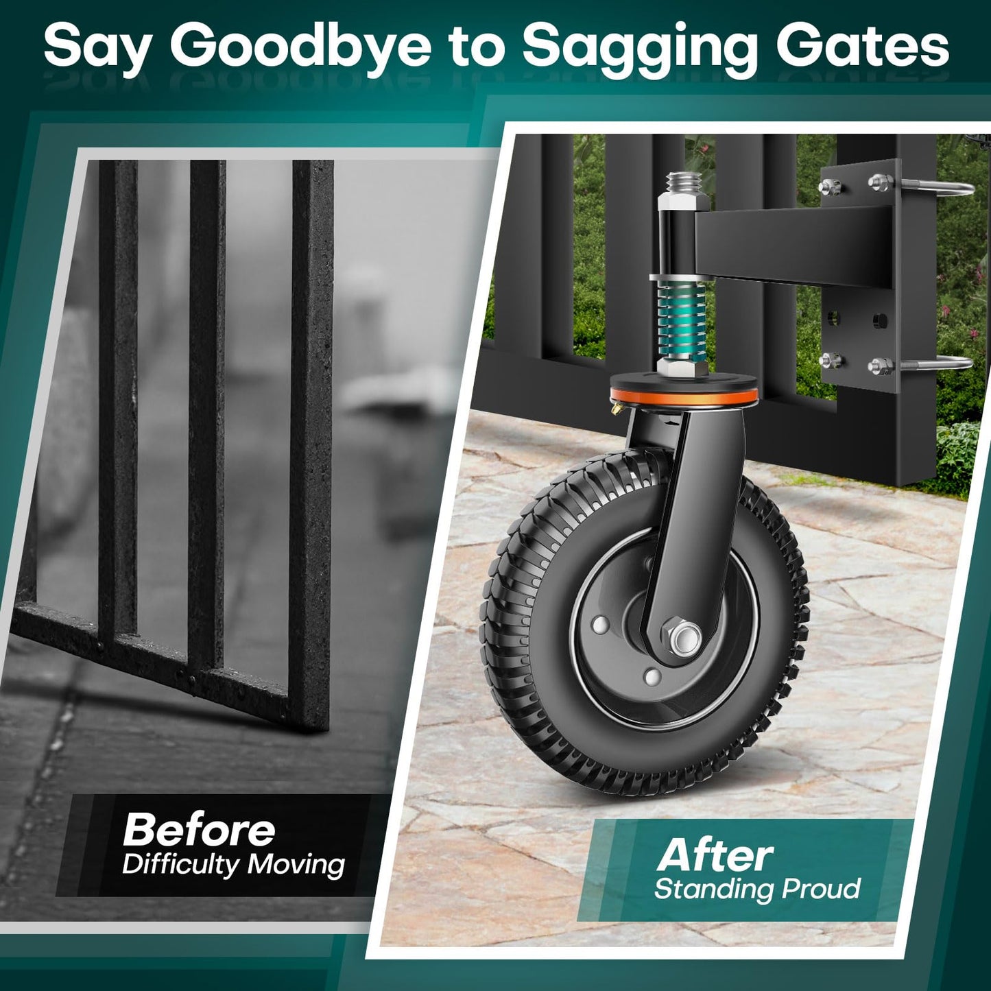 FVCLBZ 6inch Heavy Duty Gate Caster, 2 Pack gate Wheels for Wooden gate, Swivel Caster Wheels for Wooden Gate and Fence 700LBS Capacity