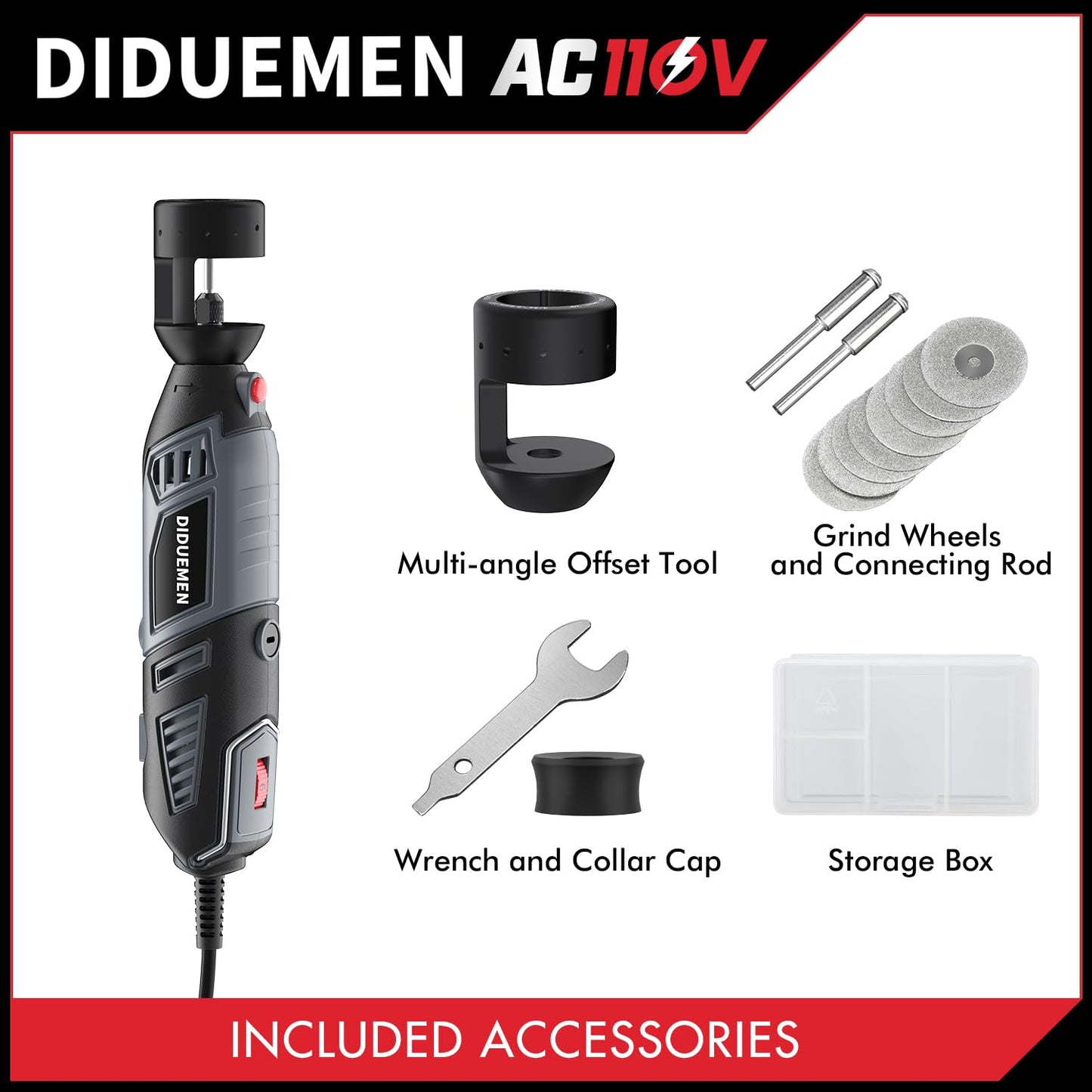 DIDUEMEN 12-Guides 4 Angles Tungsten Grinder -Tungsten Sharpener for TIG Welding with Flat Grinding Block, Cut-Off Slot, Multi-Angle & Offsets