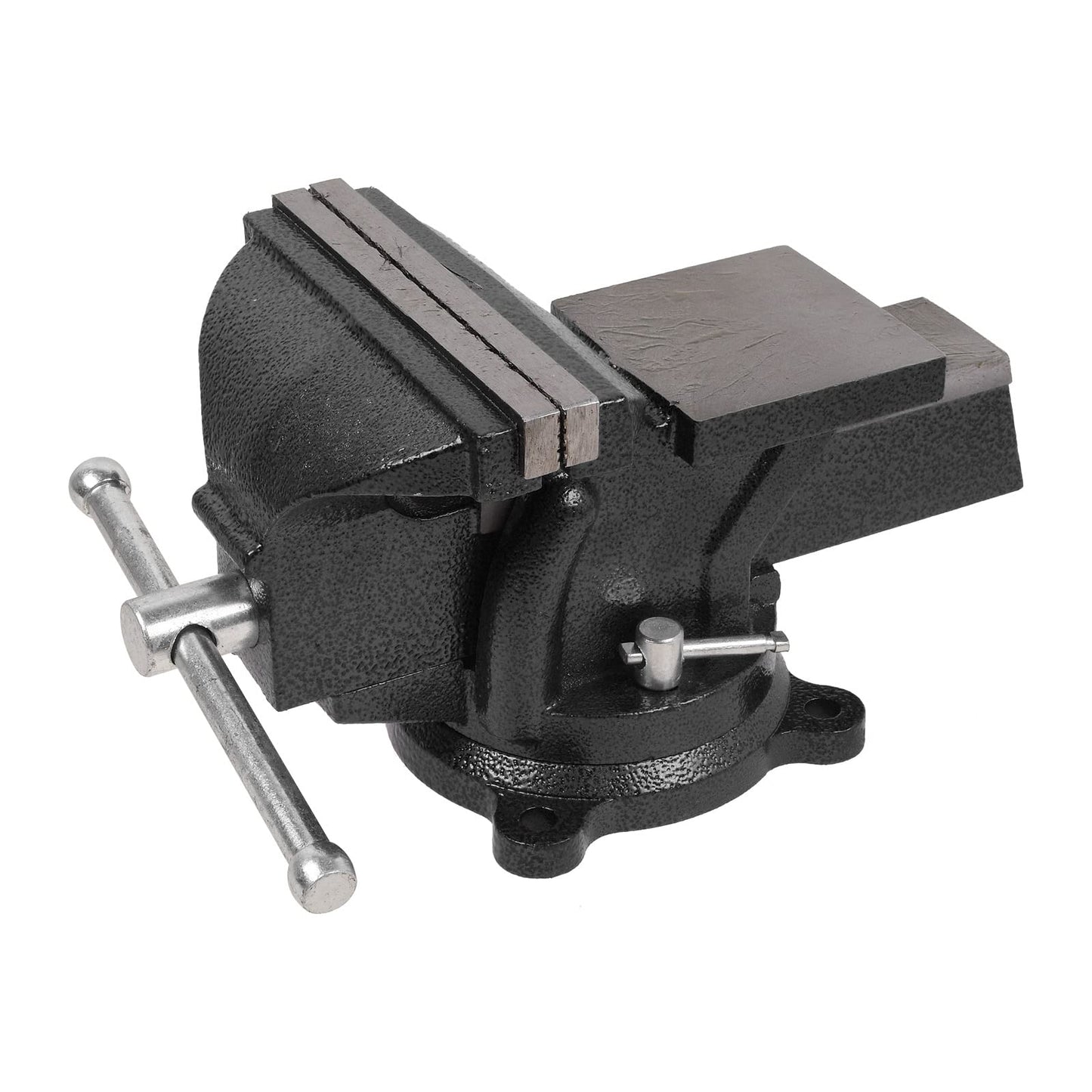 6" Heavy Duty Bench Vise, Pipe Vise Bench Vices with Anvil Swivel Table Top Clamp Locking Base, Double Swivel Rotating Vise Head& Body Rotates 360°-Black