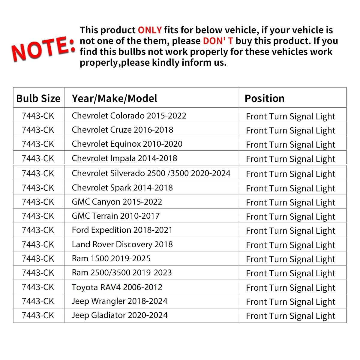 LASFIT 7443CK LED Bulb 7444CK ONLY for CK socket for 2019-2025 Ram 1500, for 2018-2024 Jeep Wrangler, Switchback Amber/White CANBUS LED Turn Signal Light Error Free Anti Blinker Bulb Hyper Flash(2pcs)