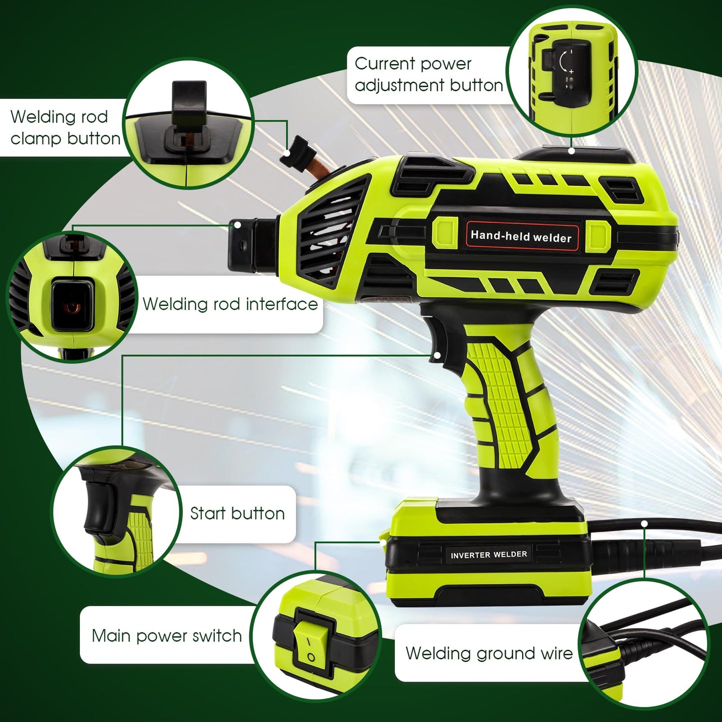 Antstone 4600W Welding Machine Handheld 20-120A 110V Portable ARC Stick Welder Gun with 6 Variable Current Adjustment IGBT Inverter with Welding Tool Set for 3/32"-1/8" Welding Rod Gift