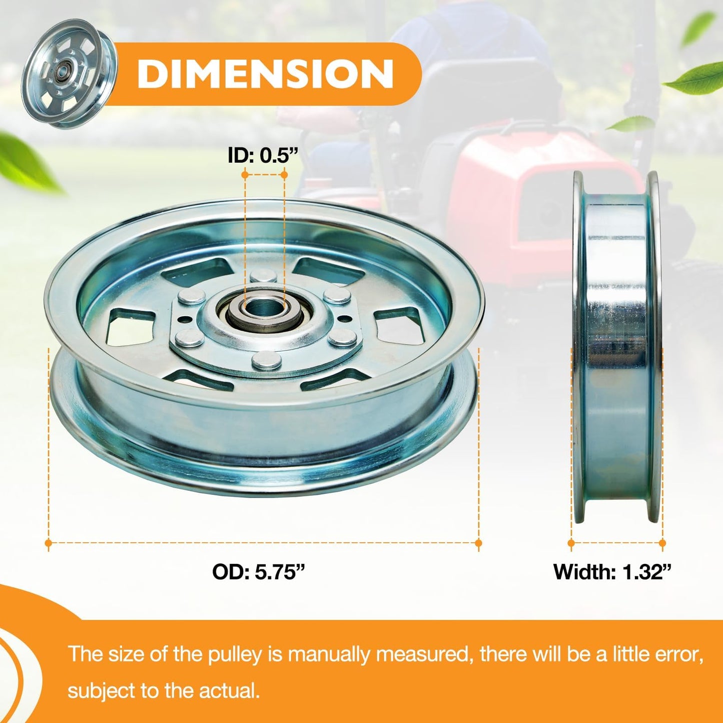 Flat Idler Pulley Replaces 033-8000-00, 033-2000-00, 033-7201-00, 033-7201-25, Lawn Mower Idler Pulley Compatible with Bad boy 48"50"54"60" ZT Series, 48"54" MZ Series, 54"61"72" Outlaw Series, 2 Pack