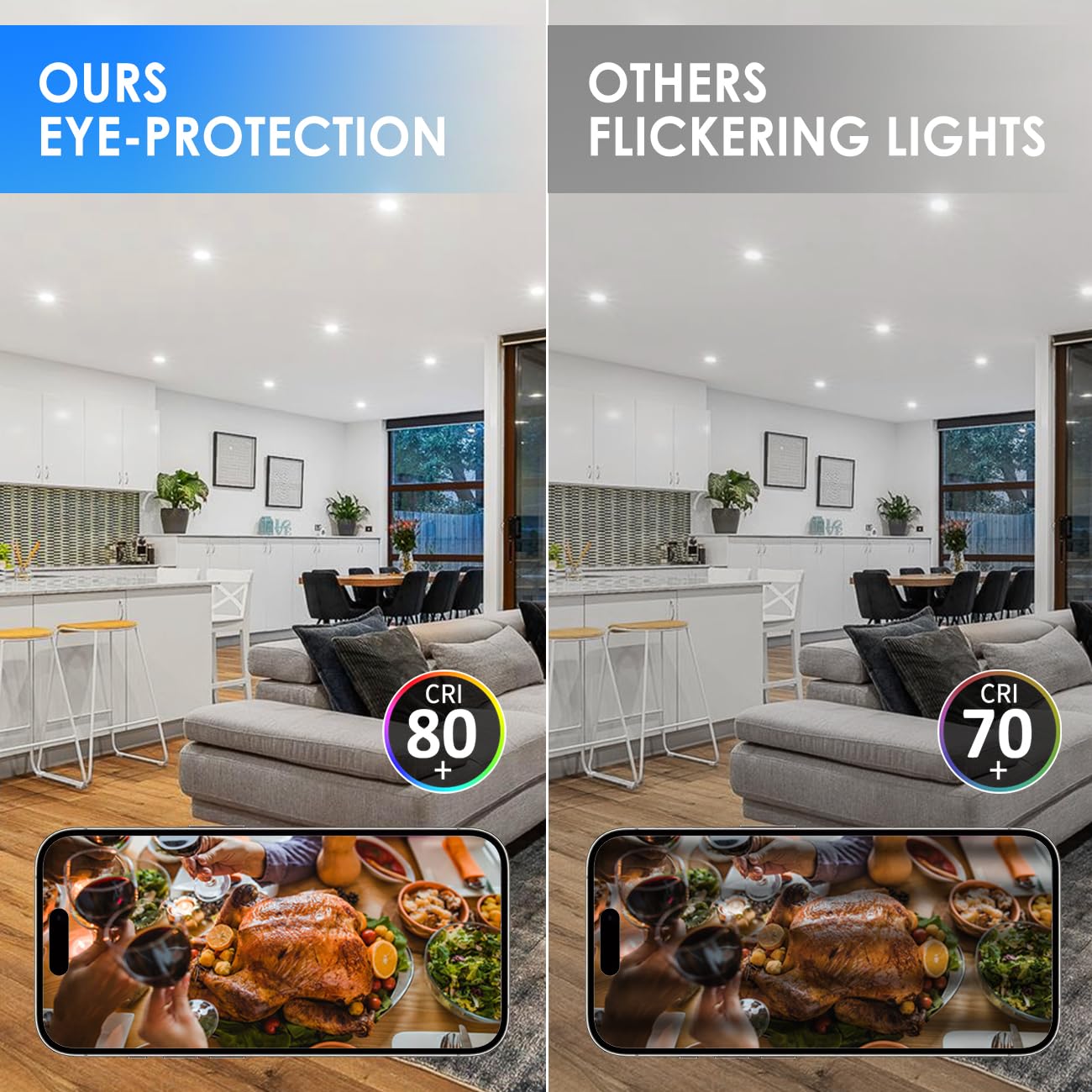 ANWIO Recessed Lights 4 Inch 5CCT 2700/3000/4000/5000/6000K, Modern Retrofit LED Recessed Lighting 7W(85W Equivalent) CRI 80+ Dimmable Can Lights E26 Medium Base Ceiling Light IC Rated & ETL, 16 Pack