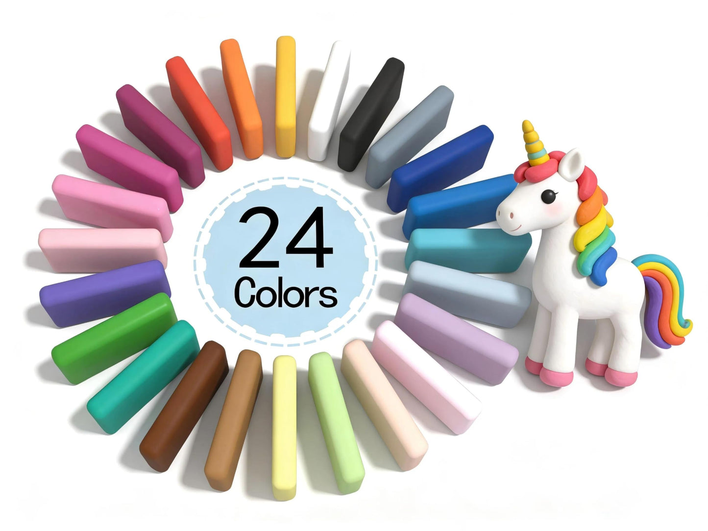 BOHS 24-Colors Foam Clay Pro - for Cosplay,School Projects,Hand/Paw Print - Air Dry,Fine Texture,Pliable - 24 pcs,2.65 lbs,Ages 3 & Up