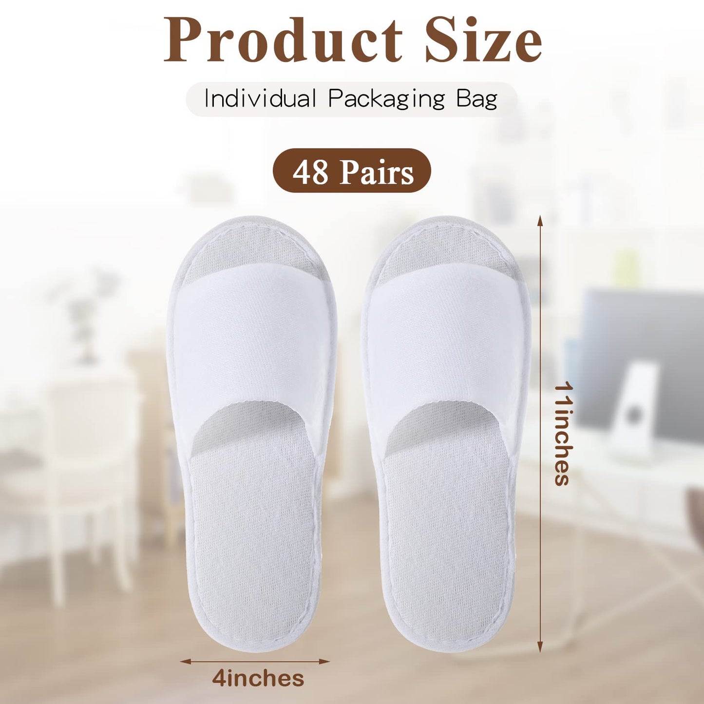 Coume 48 Pairs Disposable Slippers for Guests Bulk Soft Disposable Hotel Spa Slippers Open Toe White Non-Slip for Women Men Home Indoor Hotel Travel Wedding Party