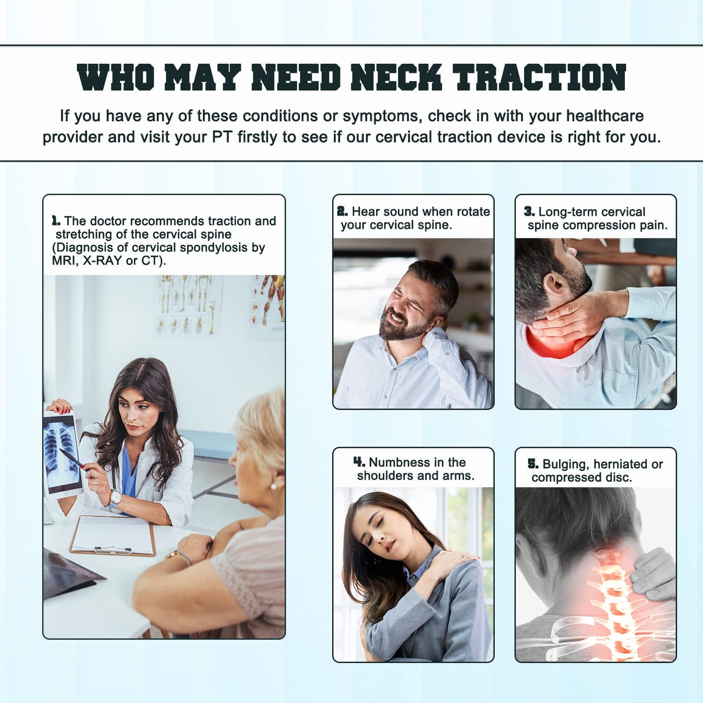 ALLILUYAA Cervical Neck Traction Device,Electric Air Pump Neck Stretcher Cervical Traction Device,with 3 Power Traction and 8 Airbag Support,Neck Brace which Decompresses the Neck and Relieves