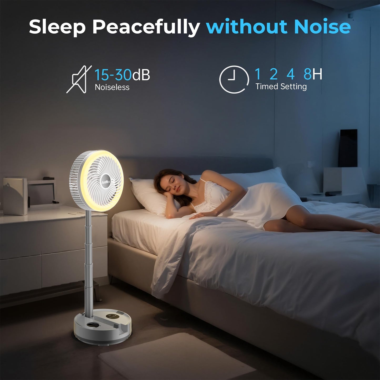 AddAcc 40000mAh Battery Operated Fan, Rechargeable Collapsible Fan, 106H Run, 9 Speeds Oscillating with Remote, Battery Powered with Timer & Light for Travel Cruise Essentials RV Outdoor Power Outage