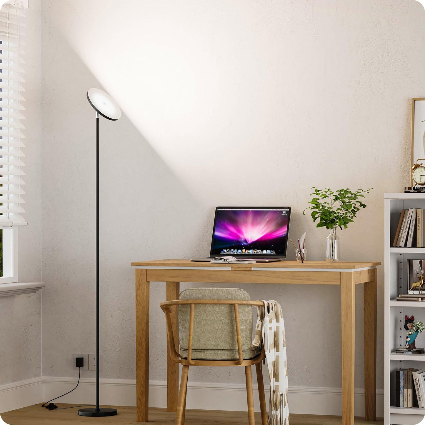 Dimmable Floor Lamp with Remote,Floor Lamps for Living Room Bedroom Office,Adjustable Brightness (10%-100%)and Color Temperature (3000k- 6000k ),Standing Lamp Tall Lamp with Foot Switch (black)