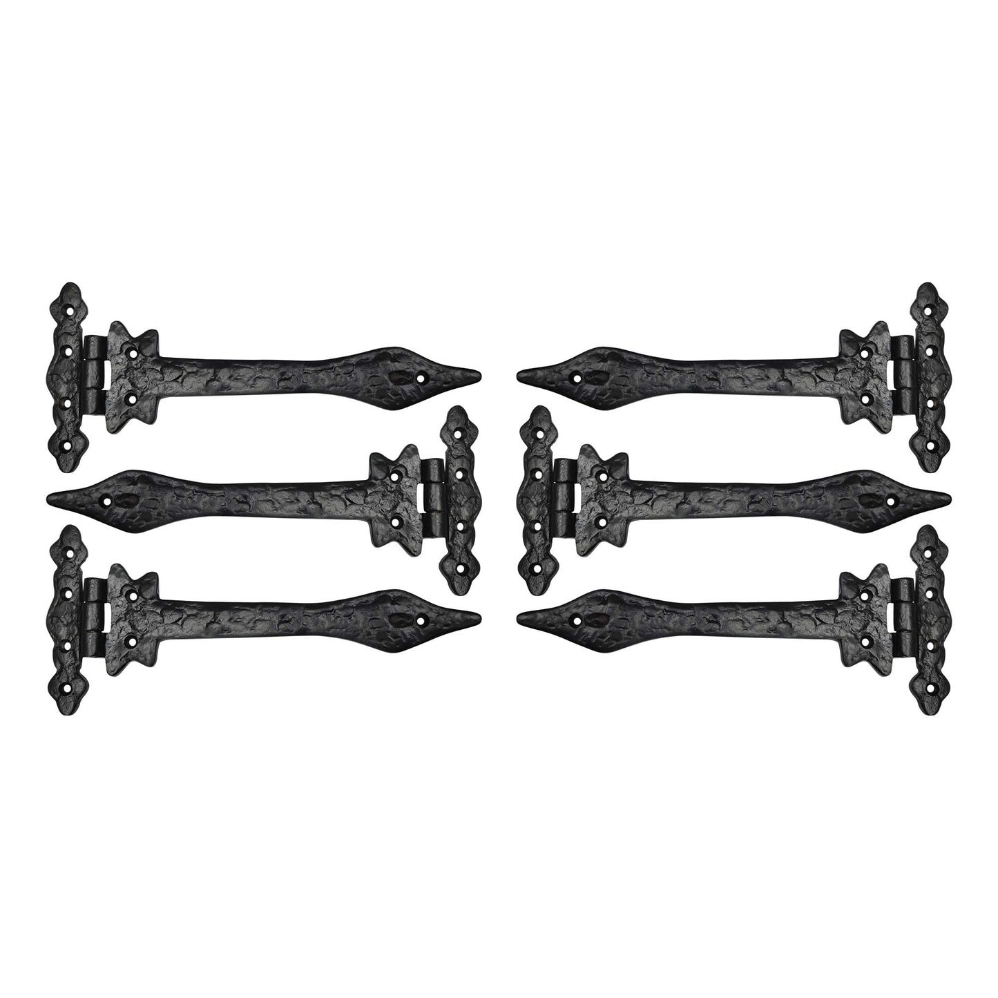 Akatva T Hinge Set - 6 Piece Gate Hinges for Wooden Fences - Heavy Duty Barn & Door Hinges – Black Matt Finish