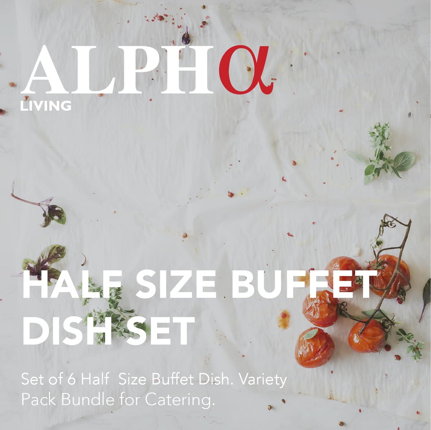 Alpha Living 6 Pack - Disposable Chafing Dish Buffet Set, Welded Body Food Warmers for Parties, Fuel Cans Complete Set, Half Size Pans, Warming Trays