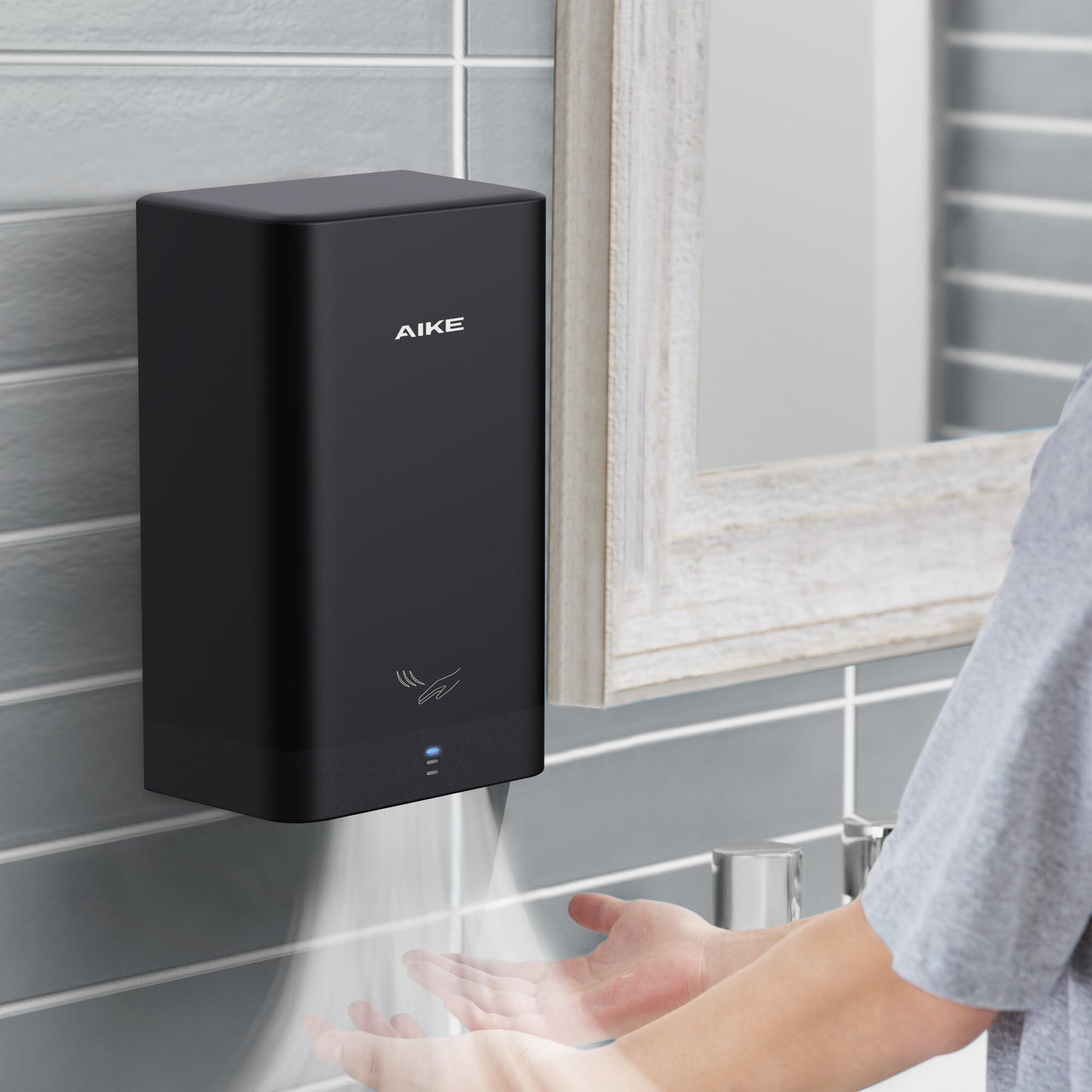 AIKE ADA Compliant Hand Dryer Surface Mount Hard Wired Design, 110V Black Model AK2822