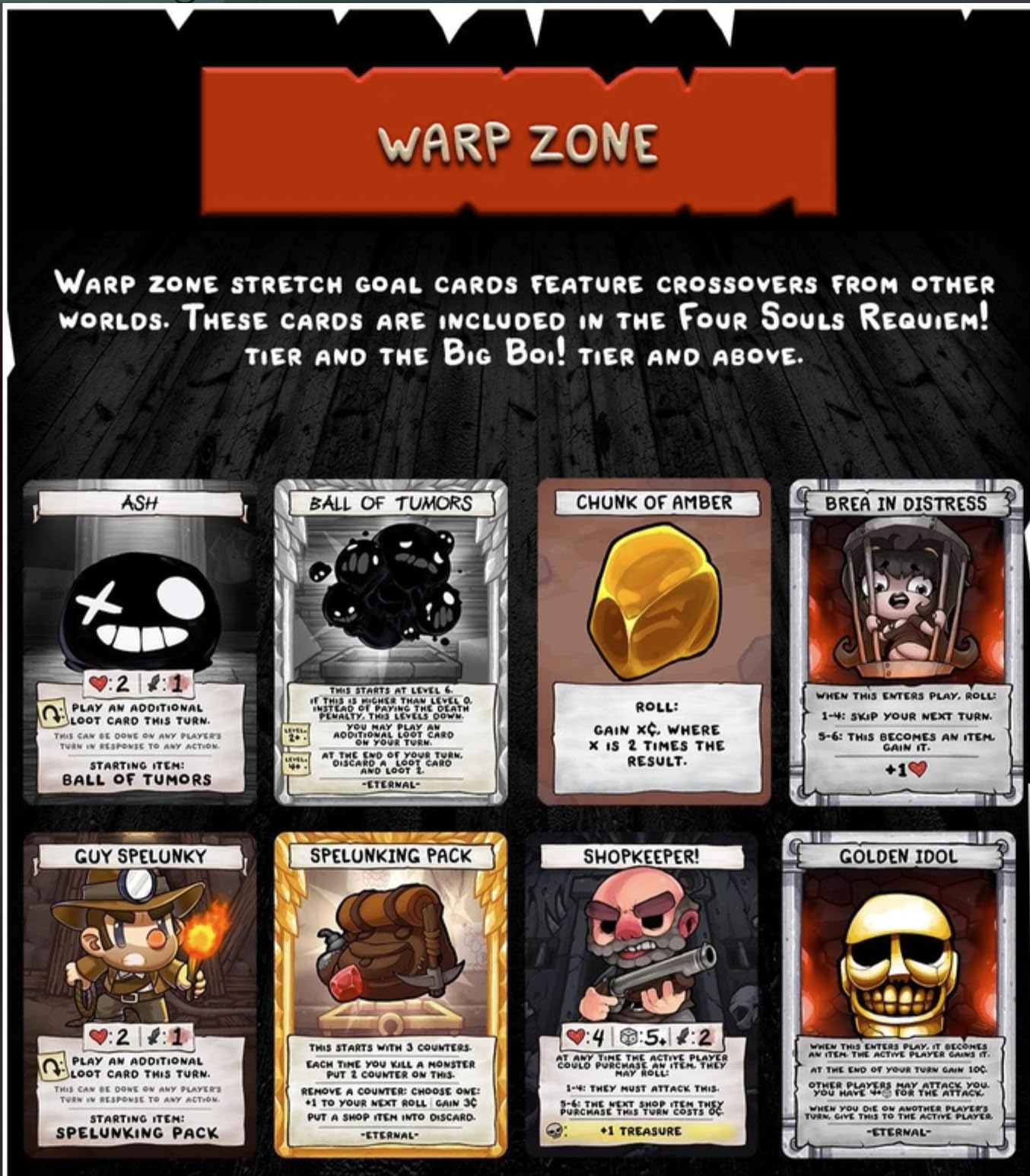 WARP Zone Maestro Media The Binding of Isaac: Four Souls Requiem Expansion - KICKSTARTER Edition, Officially Licensed - 99 Warp Zone & 269 Expansion & 12 Rebalance Cards - 1-4 Player Card Game