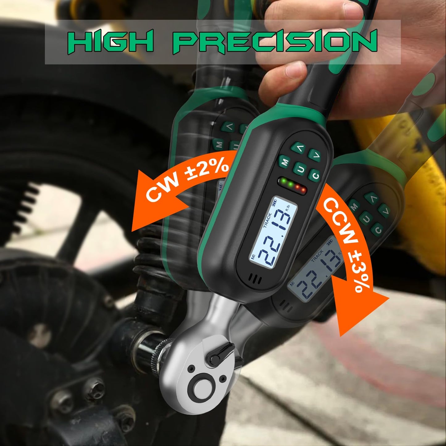 KOEORWS 1/4 Inch Drive Digital Torque Wrench, 1.11-22.13Ft.lb/1.5-30N.m, Small Electronic Torque Wrench with Preset Value, Buzzer & LED Indicator, 2% Accuracy for Bike, Bicycle