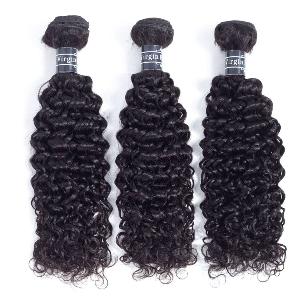 Amella Hair 8A Brazilian Curly Hair Weave 3 Bundles 14 16 18 inch 285g Brazilian Virgin Kinky Curly Human Hair Weave 100% Unprocessed Hair Weft Extensions Natural Black Color