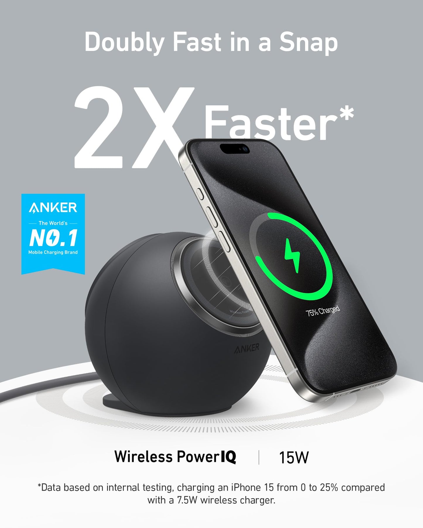 Anker MagGo Magnetic Charging Station, Qi2 Certified 15W Ultra-Fast MagSafe Wireless Charger for iPhone 15/14/13, 8-in-1 Power Strip with 3 AC and 4 USB Desktop Charger for MacBook and More