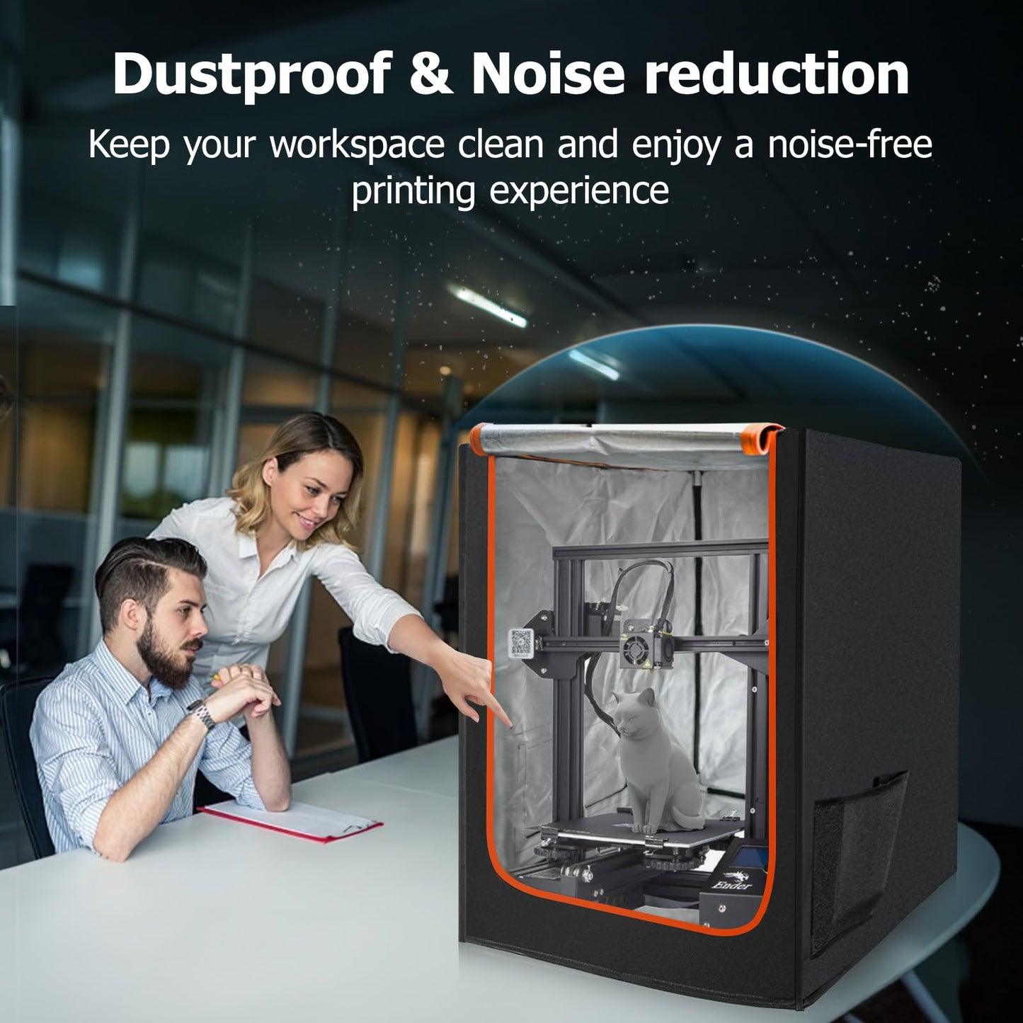 3D Printer Enclosure with LED Light, Fireproof Dustproof Tent Constant Temperature Protective Cover for Ender3 Max Neo/Ender3 S1 Plus/Ender 5/ Pro/Plus/Neptune 4 Plus/CR-10/10S PRO10 Mini/CR-X, Large
