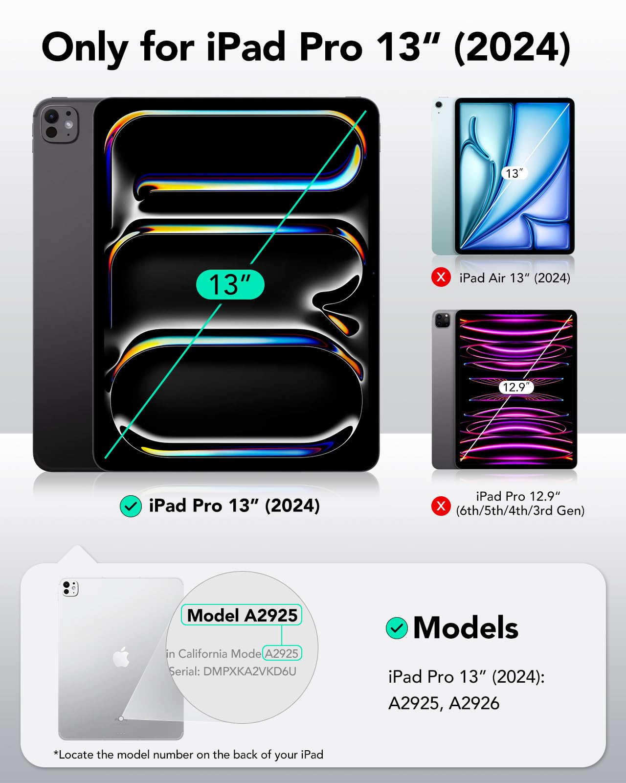 ESR for iPad Pro 13 Inch Case M4(2024), iPad Pro 13 Case with Pencil Holder, Removable Magnetic Cover, Vertical Stand, Fully Supports Pencil Pro and Pencil(USB-C), Rebound 360 Series, Black