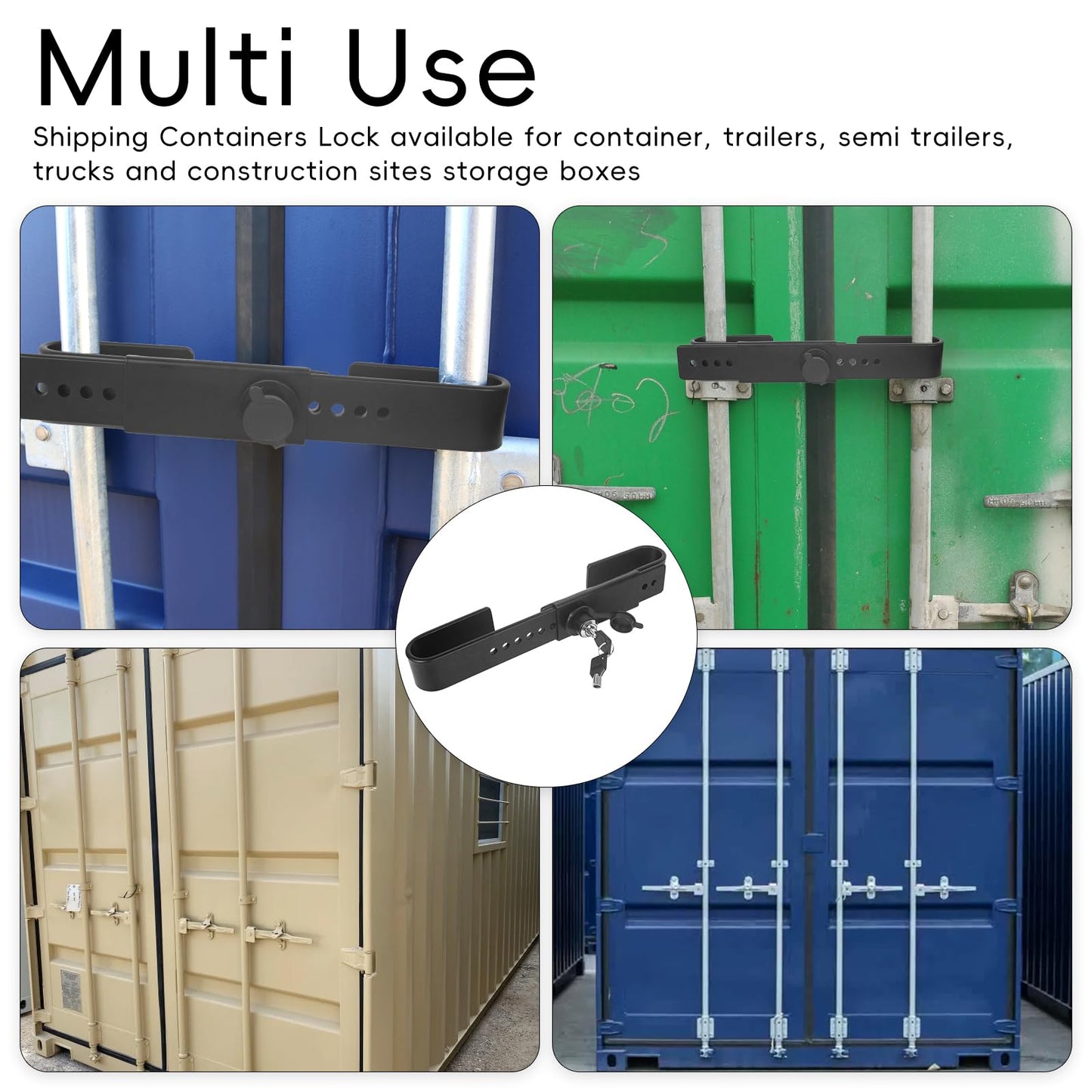 Quality Life Shipping Container Lock, Cargo Door Lock, Heavy Duty Steel Trailer Box Lock with 2 Keys, Dust Cover Re-useable - Black