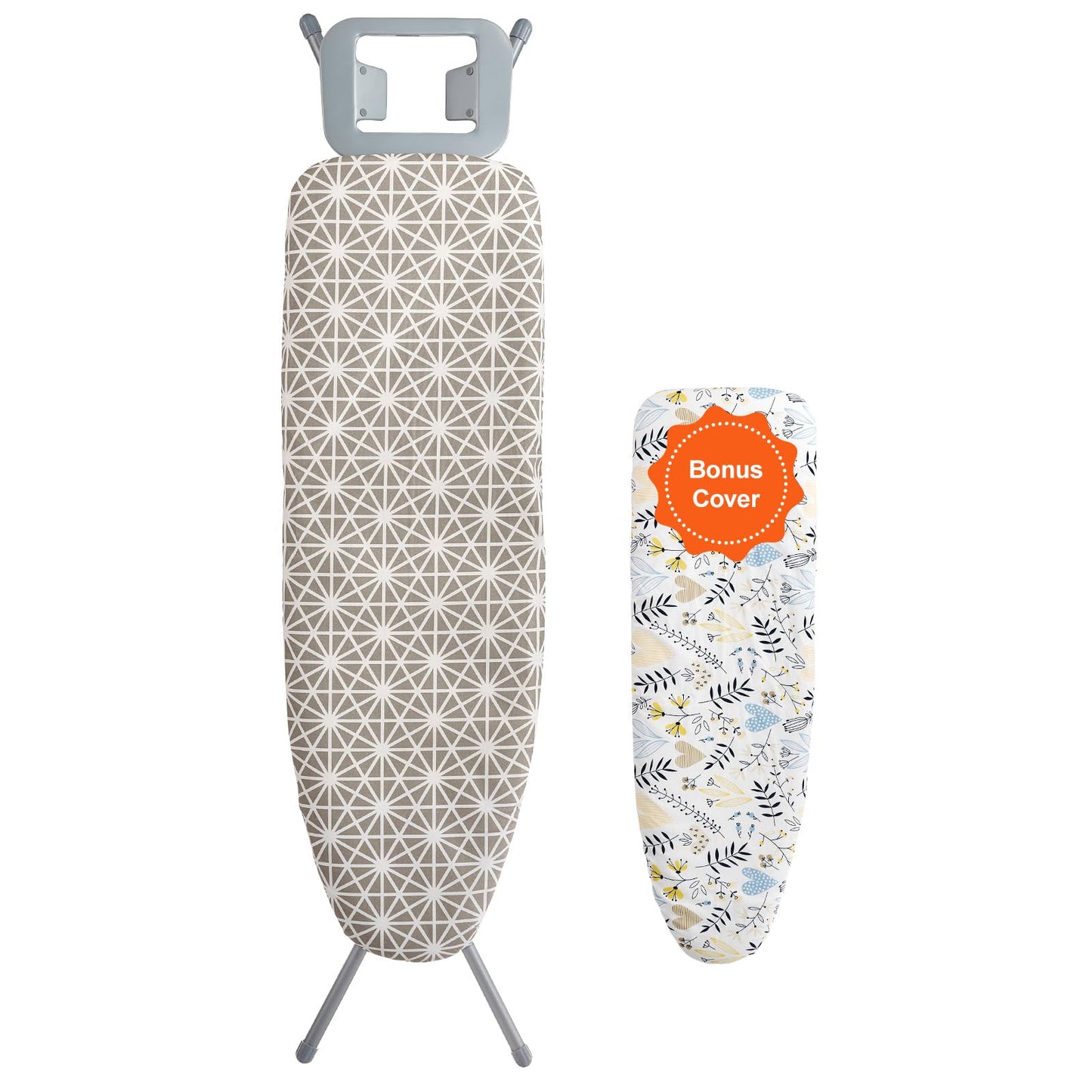 VEVOR Ironing Board with Large 43 x 13 Ironing Surface, Thickened 4 Layers Iron Board with Heat Resistant Cover and 100% Cotton Cover, 7 Adjustable Heights Ironing Board for Home Laundry Room Use