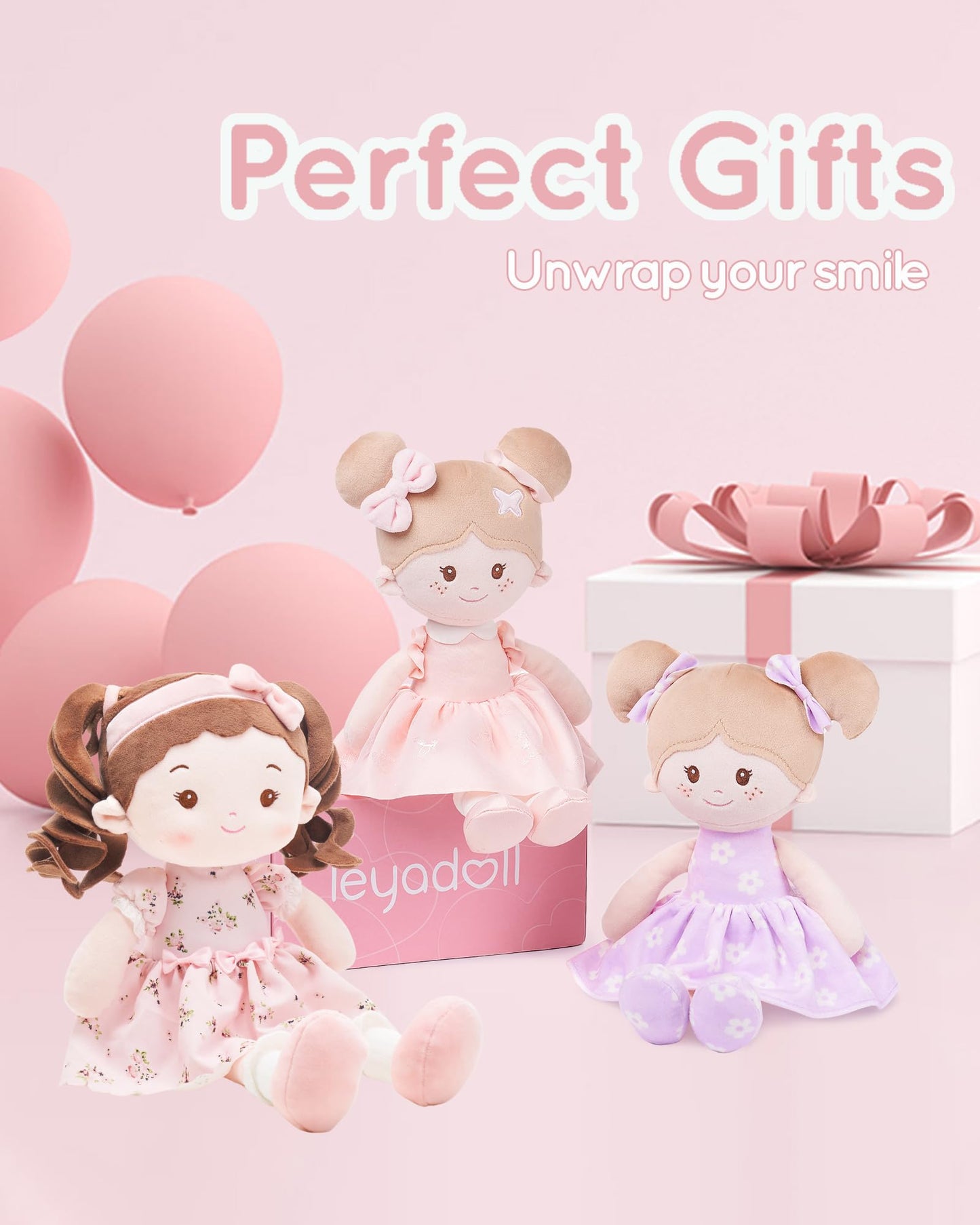 LeyaDoll Soft Baby Doll Toys (16''), My First Baby Rag Doll for 1 Year-Old Girl Birthday Gift, Leya Doll Christmas Plush Toys Gift for Toddler Kids Infants -Princess Breeze