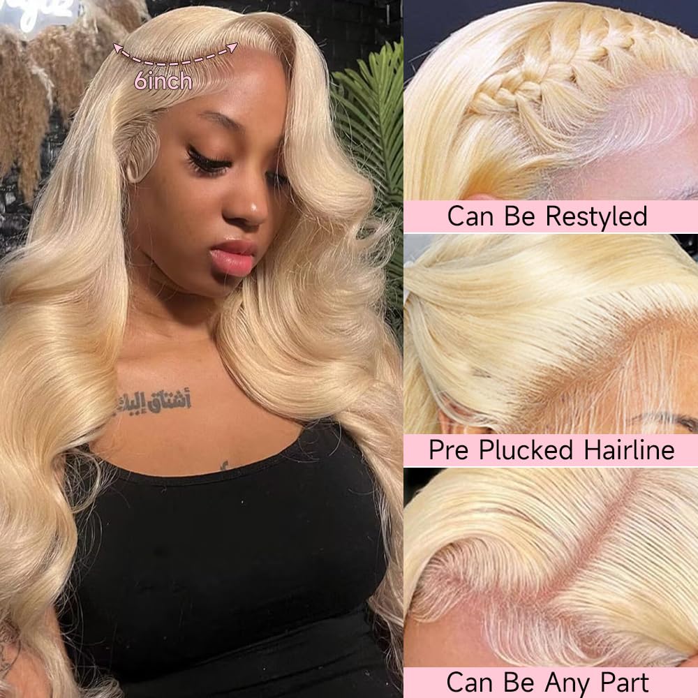 Loyom 613 28 Inch Lace Front Wig Human Hair 13x6 Transparent Lace 12A 200 Density Blonde Lace Front Wigs Human Hair Body Wave Lace Front Wigs Human Hair 613 HD Lace Frontal Wig Human Hair Wig Blonde
