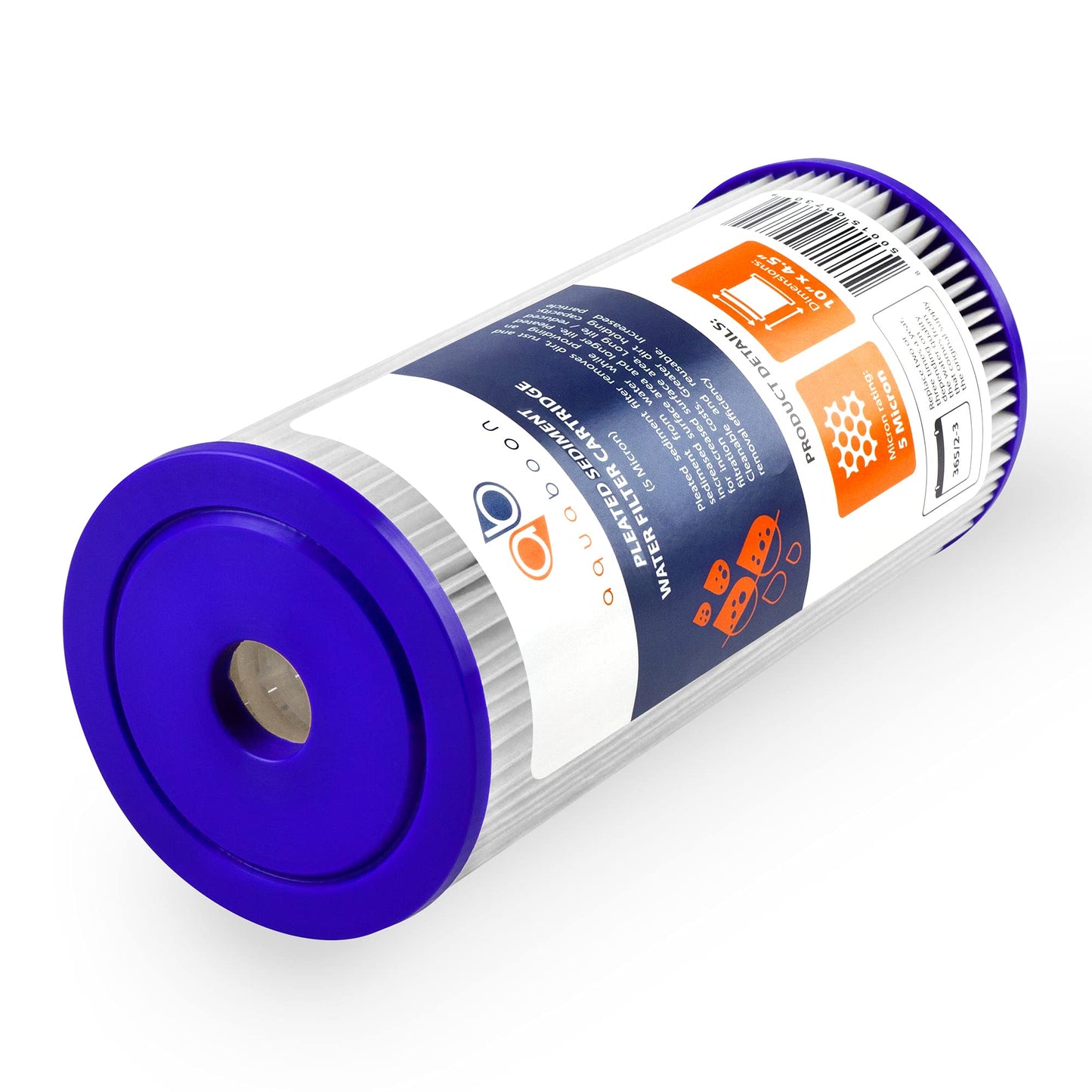 Aquaboon 5 Micron Pleated Sediment Water Filter 10 x 4.5 Cartridge - Whole House Water Filter Replacement - Whole House Water Filters Cartridges Compatible with Well Filters FXHSC, R50-BBSA, 10-Pack