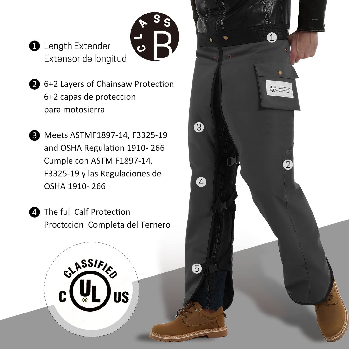 ZELARMAN Chainsaw Chaps Apron Wrap 8-layer for Men/Women Loggers Forest Workers Protective Chain Saw Pants Adjustable