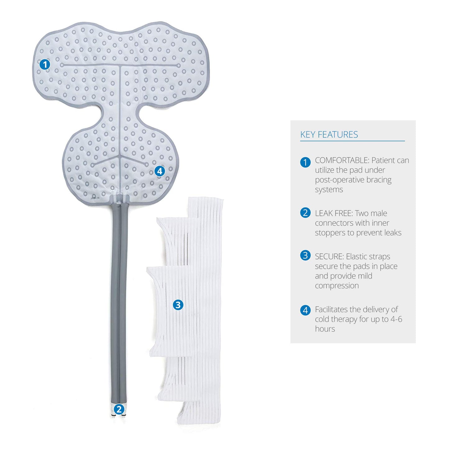 Ossur Cold Rush Cold Therapy Shoulder Pad | Ergonomic Shoulder Ice Pack Wrap for Post-Operative Pain and Swelling | Shoulder Pads with Hose Connectors and Elastic Straps (Large)