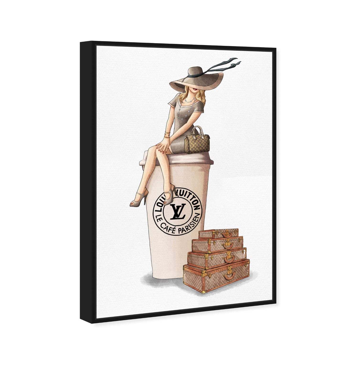 The Oliver Gal Artist Co. Fashion and Glam Framed Wall Art Canvas Prints 'Cafe au Lait Paris' Handbags Home Décor, 10 in x 15 in, Brown, Brown