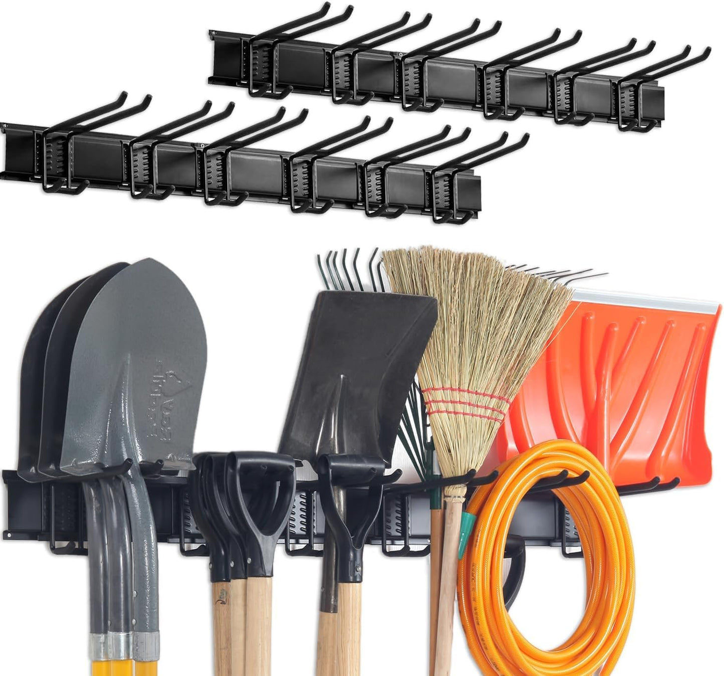 Aking Ace Wall Mount Tool Storage Rack, Garage Organization, Heavy Duty Garage Storage Tool Organizer, Garden Tool Wall Hooks and Hangers, Hold Up to 350lbs Black 2Pack