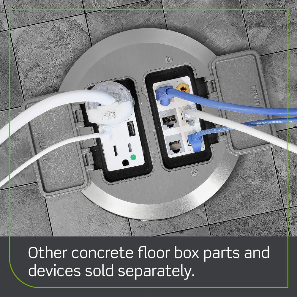 Leviton 2-Gang Concrete Floor Box System, Gray, FBBOX-GY