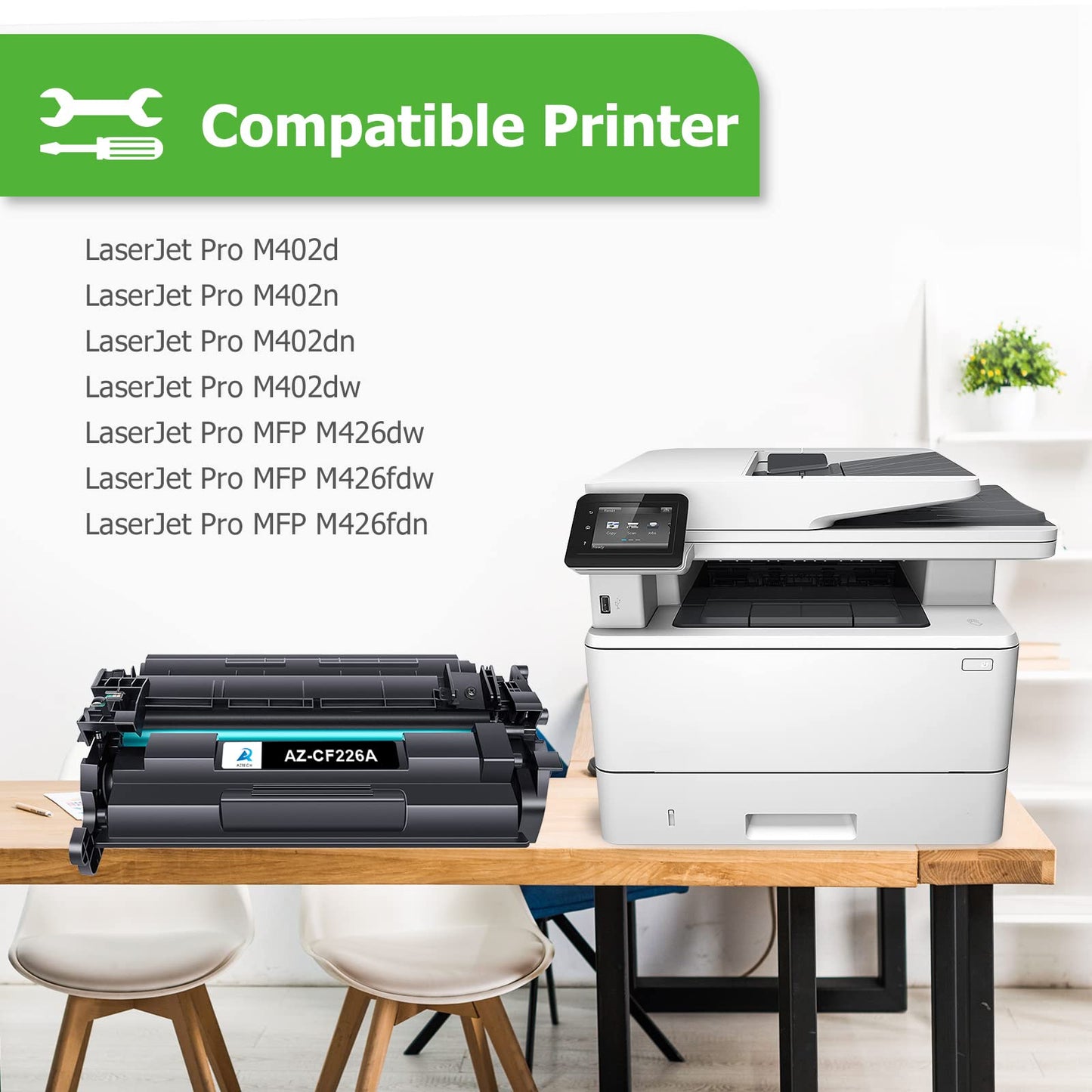 Aztech 26A CF226A Toner Cartridge 2 Pack Compatible Replacement for HP 26A CF226A 26X CF226X Pro M402dn M402n M402dw Pro MFP M426fdw M426fdn M426dw Series Printer Ink High Yield (Black 2-Pack)