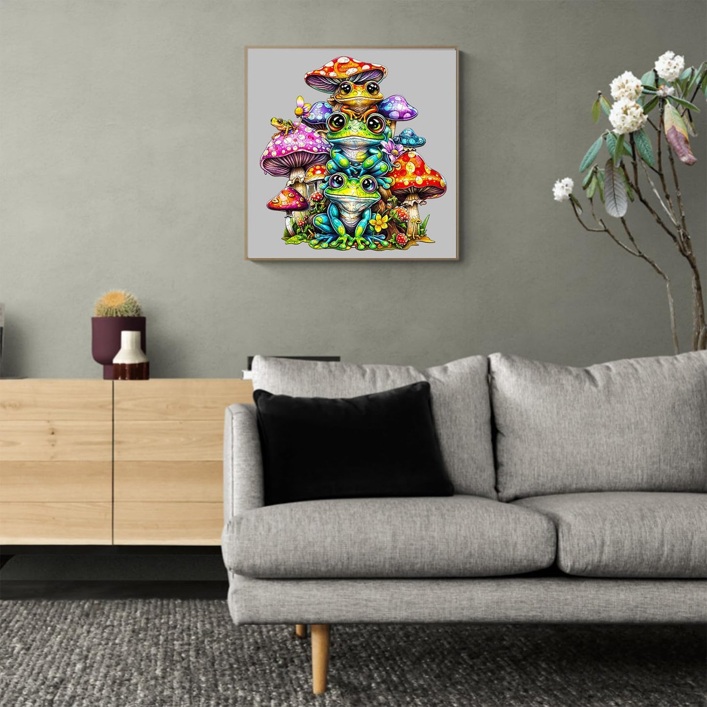 Jigfoxy Wooden Puzzle for Adults, Frog Family Wooden Jigsaw Puzzles for Adults, Unique Animal Shape Wood Cut Puzzles for Family Friend Puzzle Lovers(L-13.3 * 12.8in-260pcs)