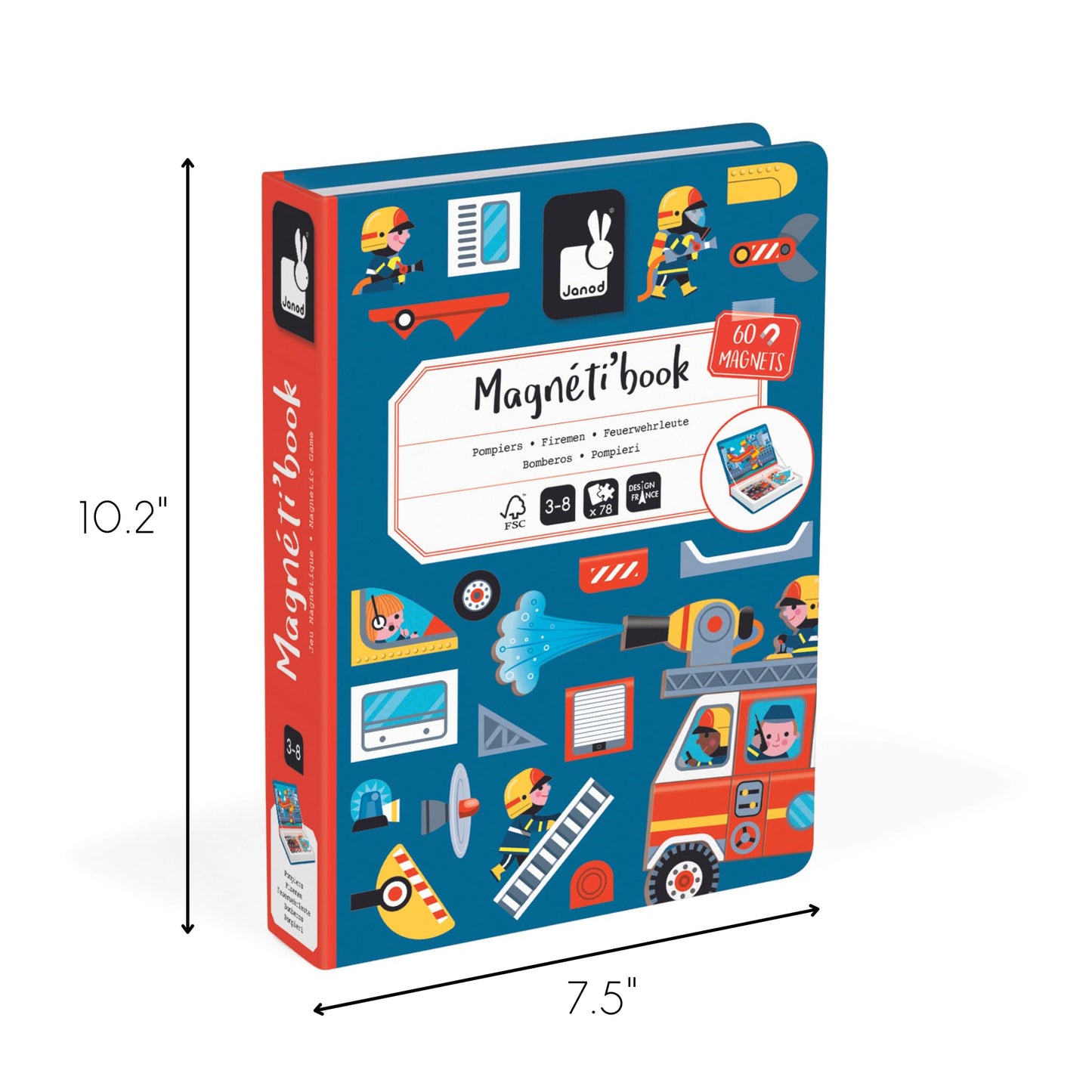 Janod - Magneti’Book Firefighters - Educational Magnetic Games - Toy for Kids Toddler Children - Imagination and Creativity Game - Fine Motor Skills Toy - 3 to 8 Years - J02583