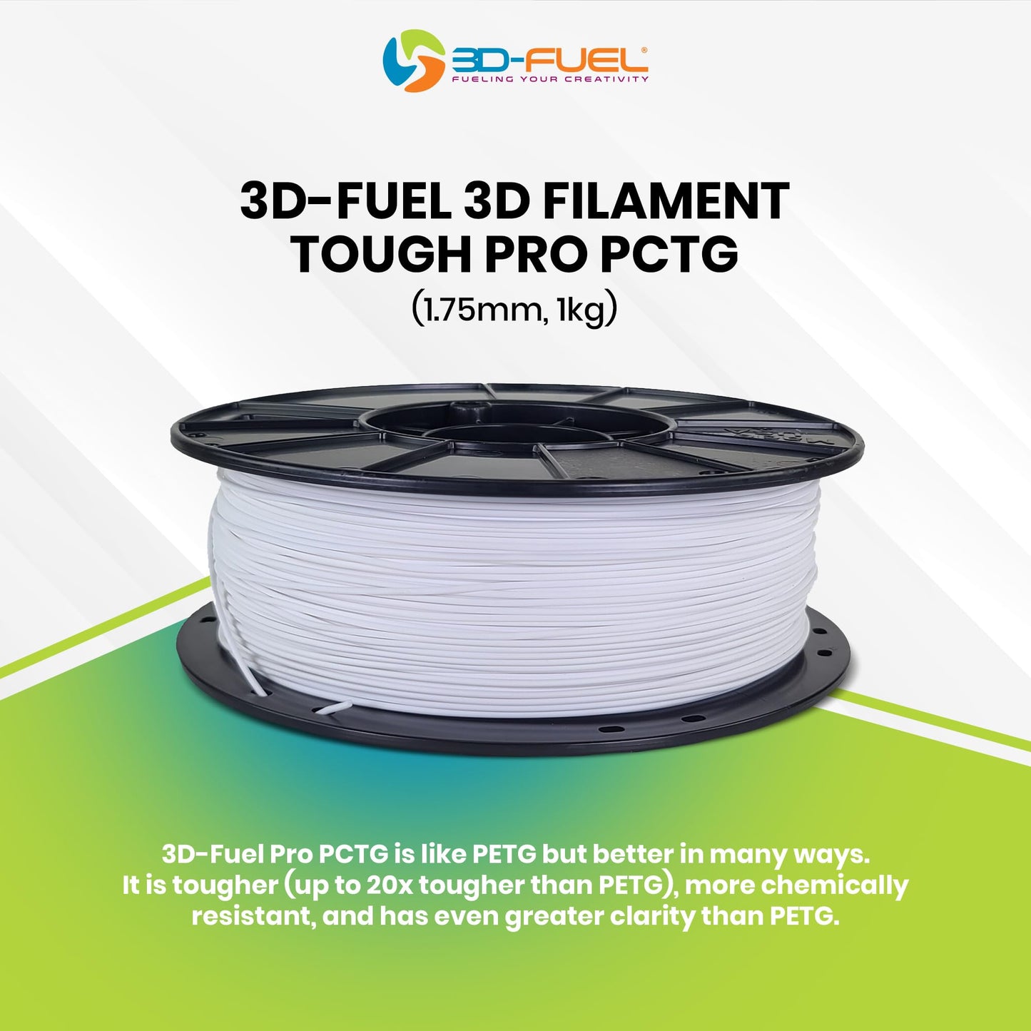3D-Fuel Tough Pro PCTG Filament for 3D Printing, Better Than PETG Filament, Made in The USA, 3D Printer Filament, Dimensional Accuracy +/- 0.02 mm, 1.75mm, 1 kg Spool, Midnight Black