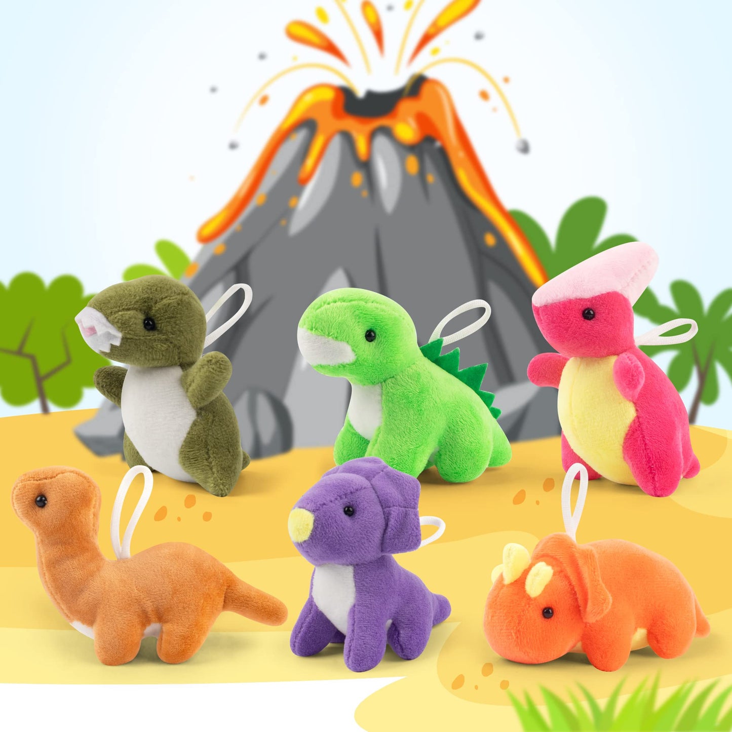 Mocoosy Small Dinosaur Plush Stuffed Animal Set, 12 Pack Mini Soft Dino Figures Bulk for Kids Dinosaur Party Favors, Plushies Kit Goodie Bag Fillers, Toddler Boys Girls Birthday Gifts Carnival Prizes