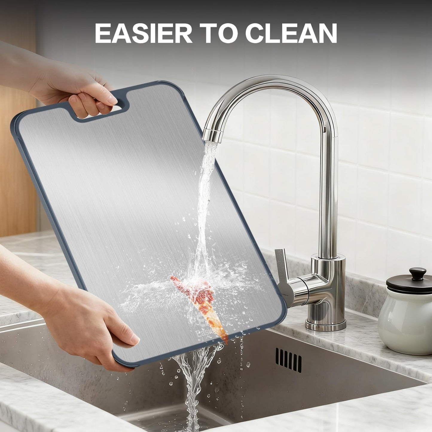 Easierr Extra Large Titanium Cutting Board for Kitchen with Juice Groove, Non Toxic 2-in-1 Cutting Boards for Chopping, Serving, Bread, Meat, Veggies, Pure Titanium and Wheat Straw PP, 17 x 12 inch
