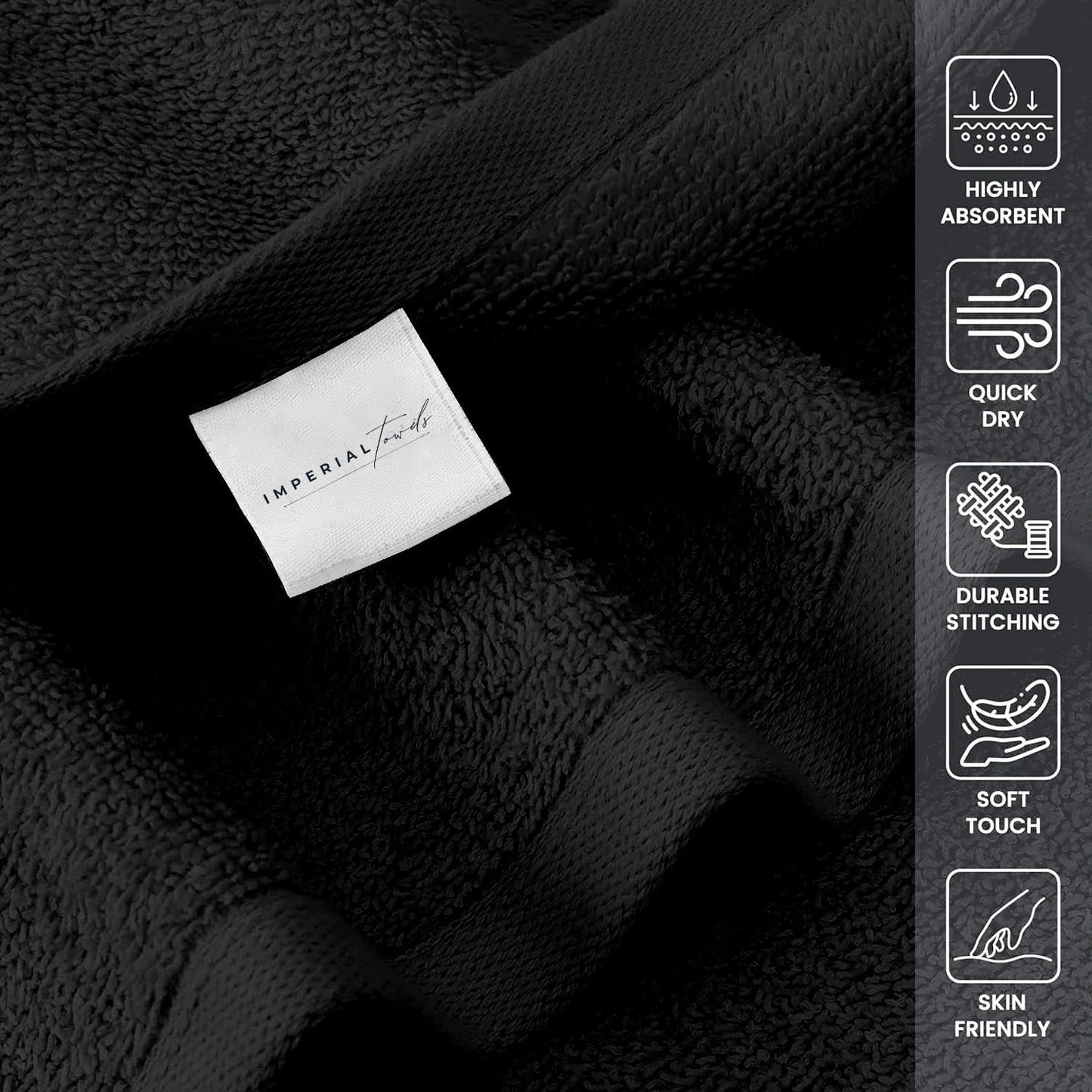 24 Pack Black Hand Towels 100% Cotton Spa Towels 16x26 inches Highly Absorbable Facial, Gym, Hair and Face Towels in Bulk