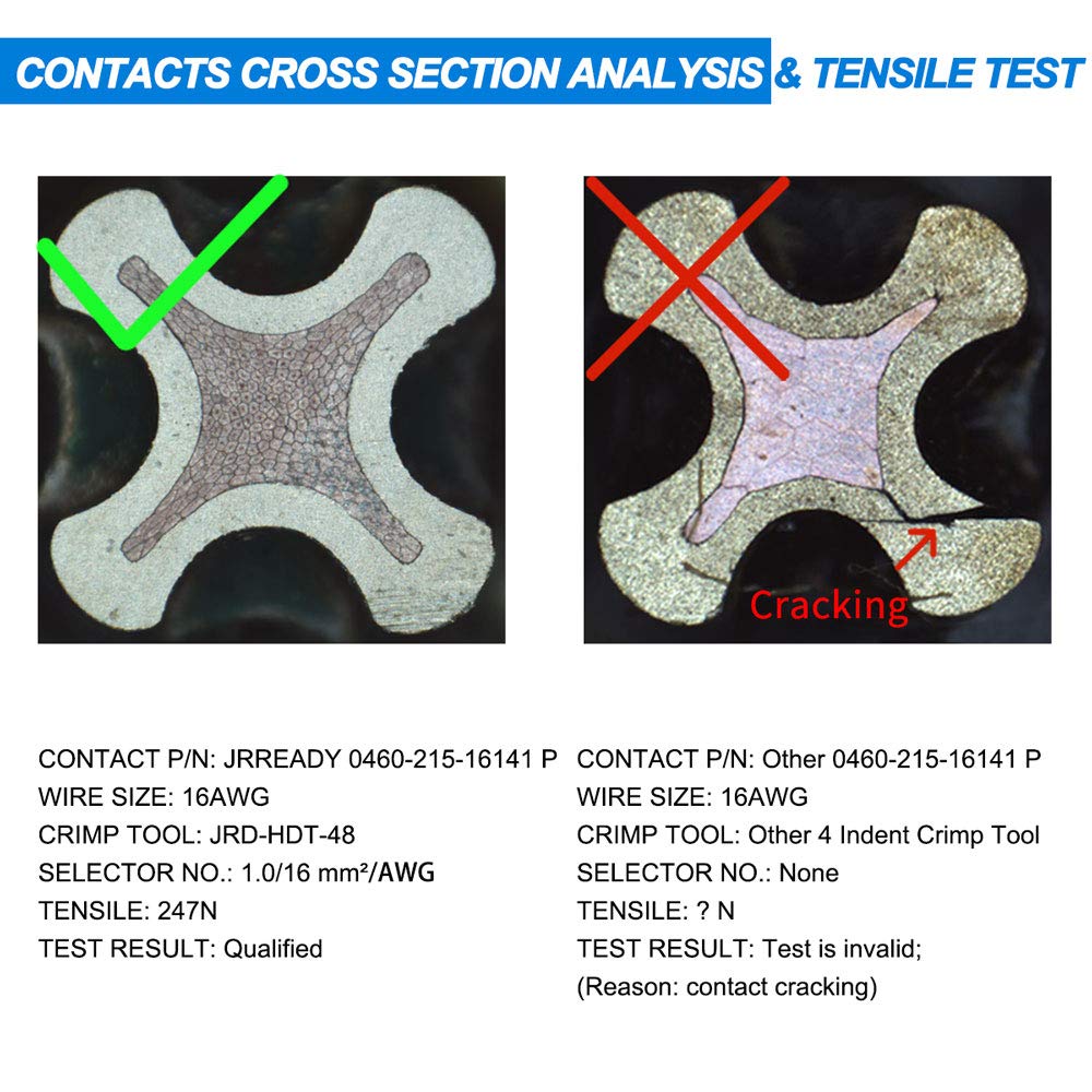 JRready ST6118 DT Connector Terminal Kit Contact Size 16, Male Pins 0460-215-16141/Female Sockets 0462-209-16141 Solid Contacts Wire Gauge 14-20 AWG, 100 Pairs