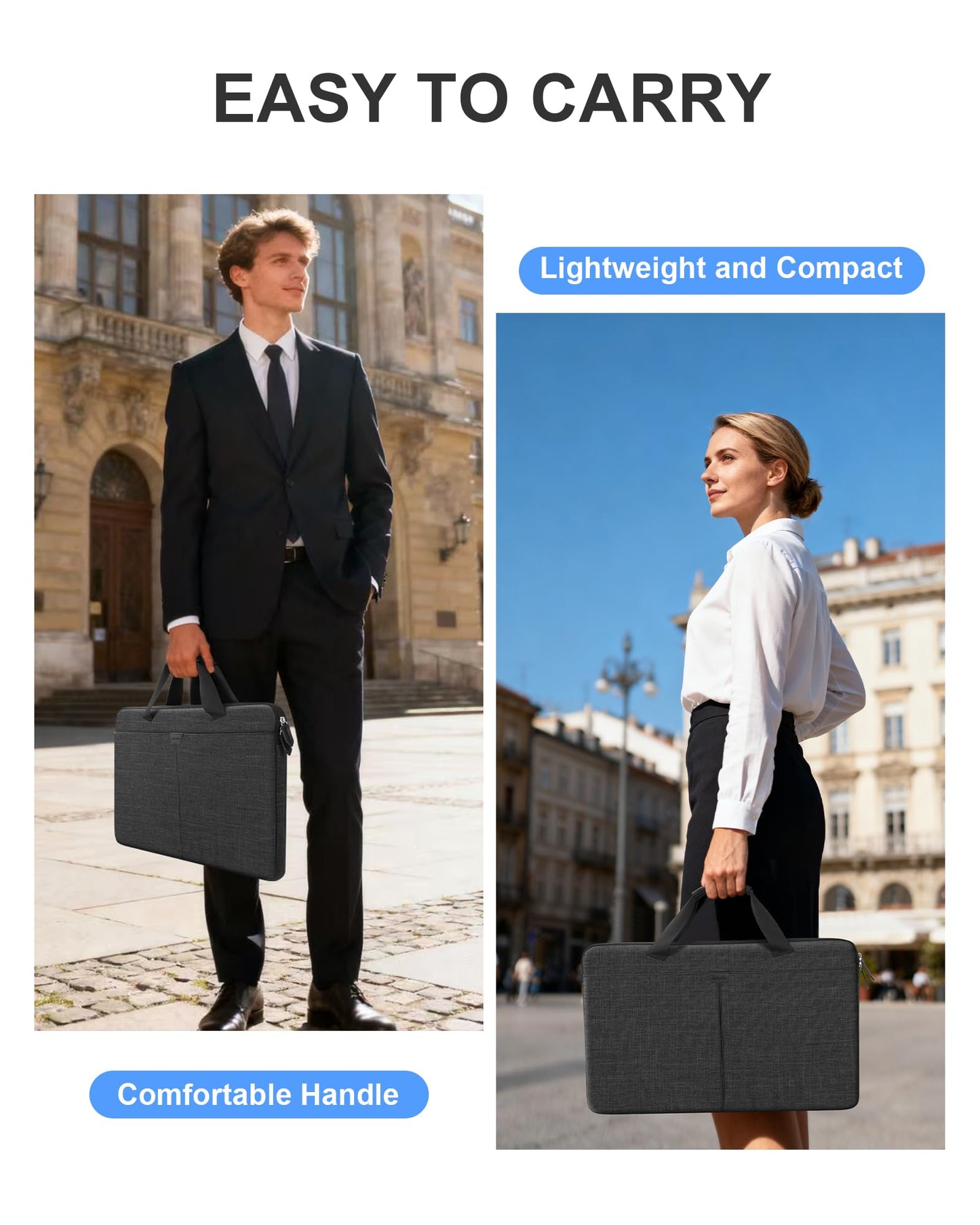 24 Inch Portable Monitor Case, 23.8-24 inch Laptop Protective Carrying Cover with PU Handle, Large Accessory Pocket and Water Resistant for Travel Monitor Bag Display Screen Sleeve, Black