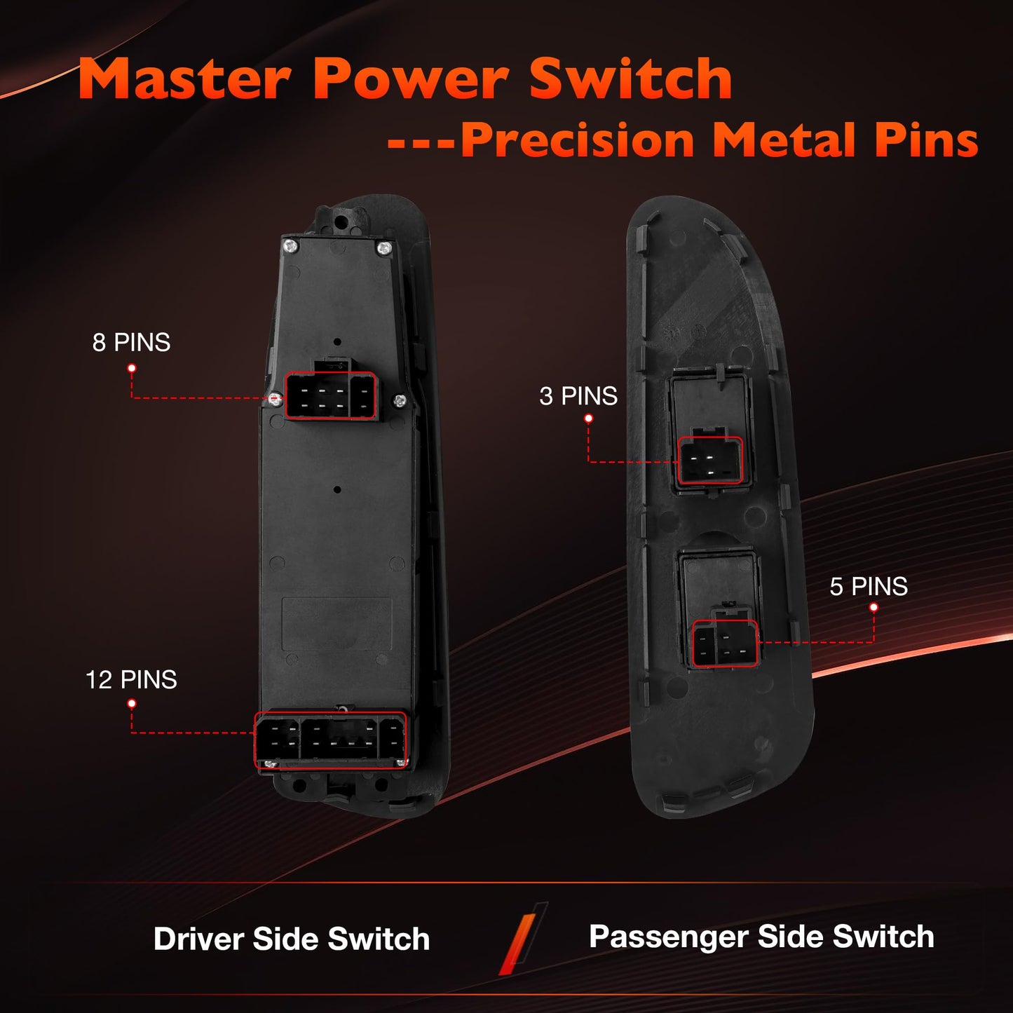56049805AB Master Power Window Switch and Bezel(Driver & Passenger Side) Compatible with 2002-2009 Dodge Ram1500 2500 3500,2001-2004 Dodge Dakota,2001-2003 DodgeDurango,2005-2009 Sprinter 2500(Black)
