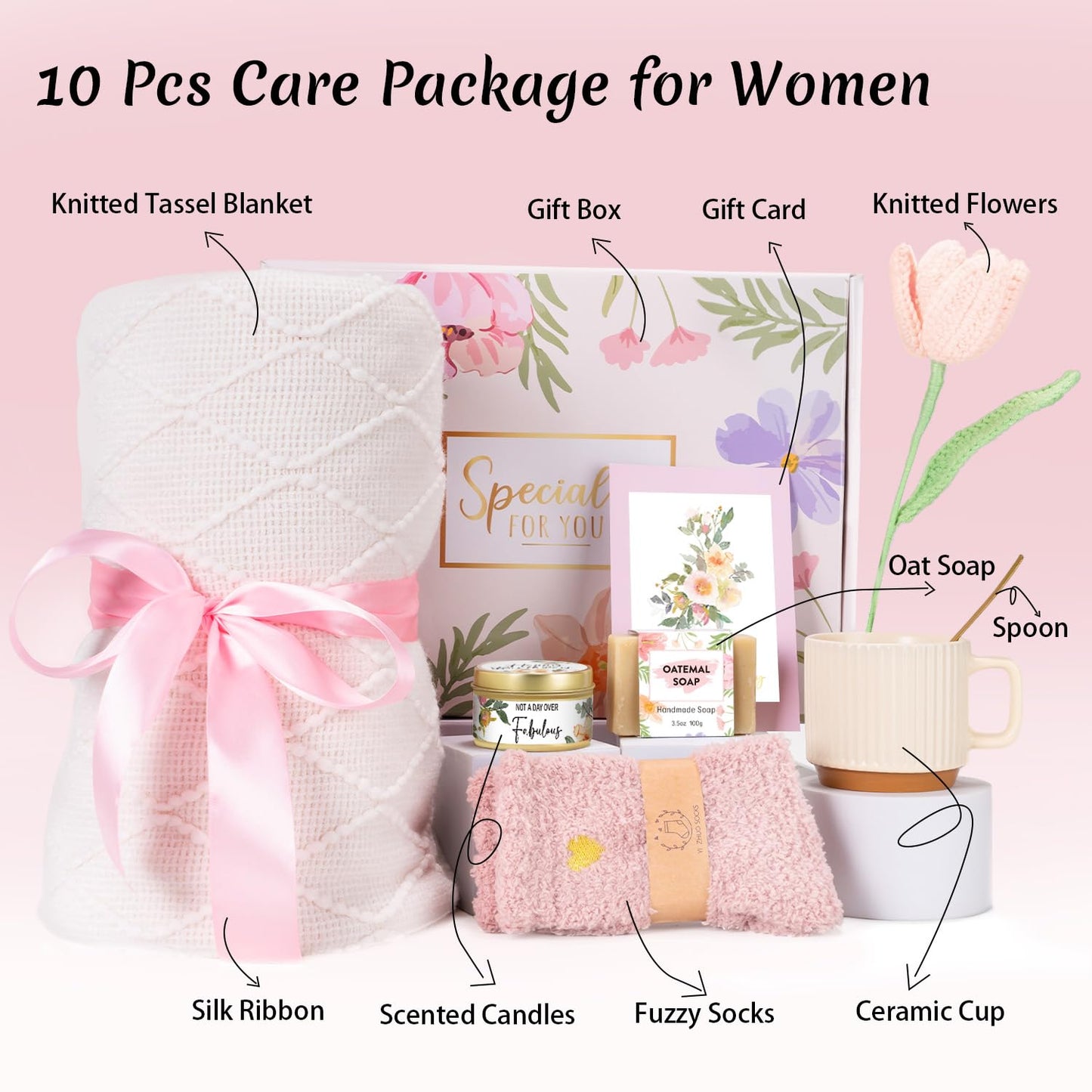 Birthday Gifts for Women, Get Well Soon Gifts Package, Luxury Self Care Box Spa Gifts, Happy Birthday Gifts for Her, Mother's Day, Sister, Best Friend, Wife, Girlfriend, Birthday Gifts Ideas (Ivory)