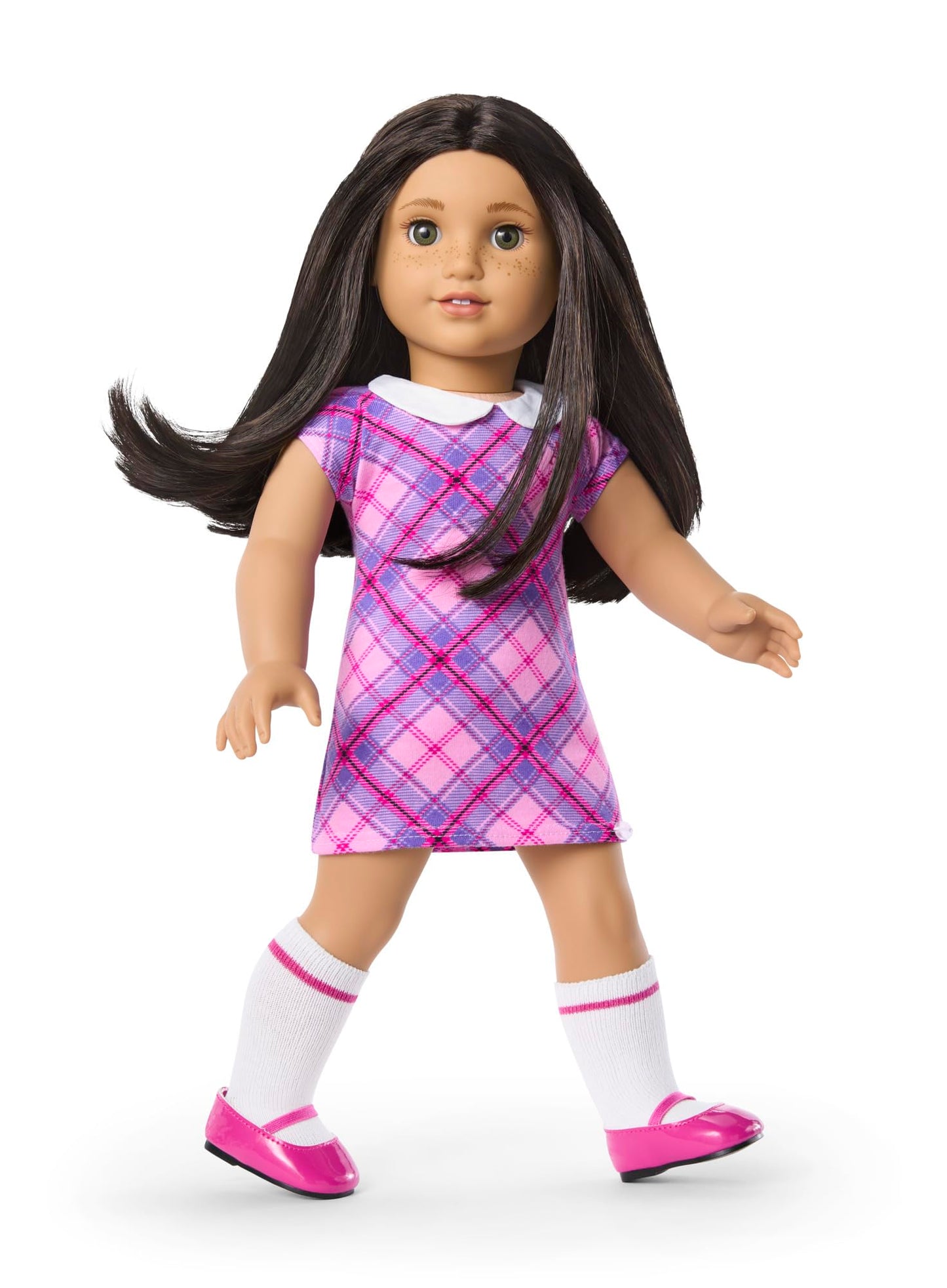 American Girl Truly Me 18-inch Doll #128 w/Green Eyes, Blk-Br Hair, Lt-to-Med Skin & Warm Undertones + Freckles, for Ages 6+