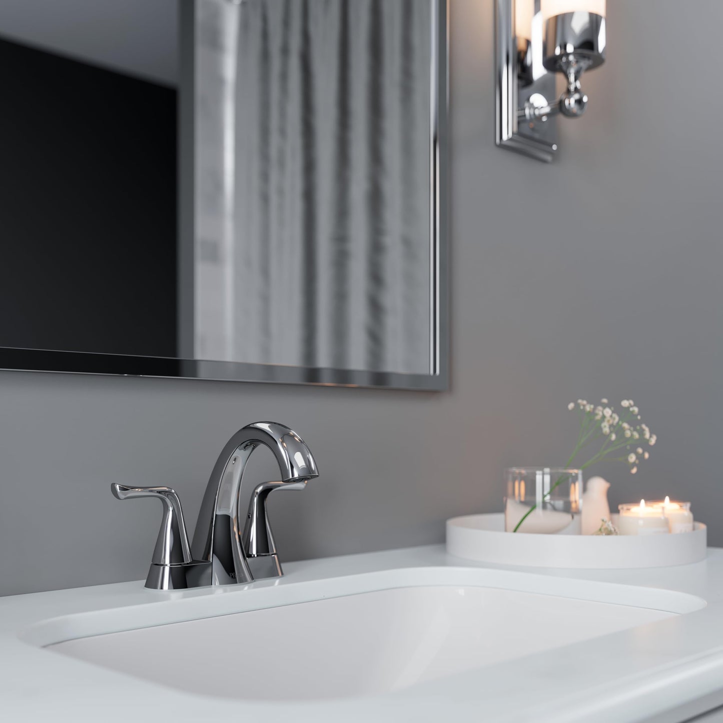 Pfister Willa Bathroom Sink Faucet, 4-Inch Centerset, 2-Handle, 3-Hole, Polished Chrome Finish, LF048MALCC