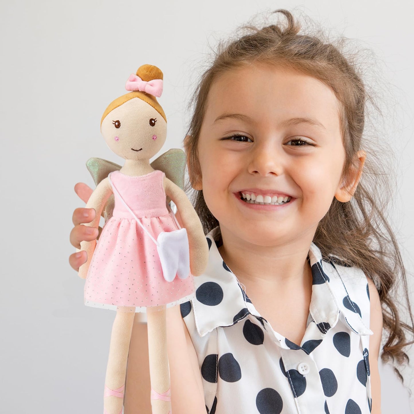 free-space Tooth Fairy Soft Plush Ballet Doll with Little Tooth Bag Christmas Holiday Birthday Gifts for Kids